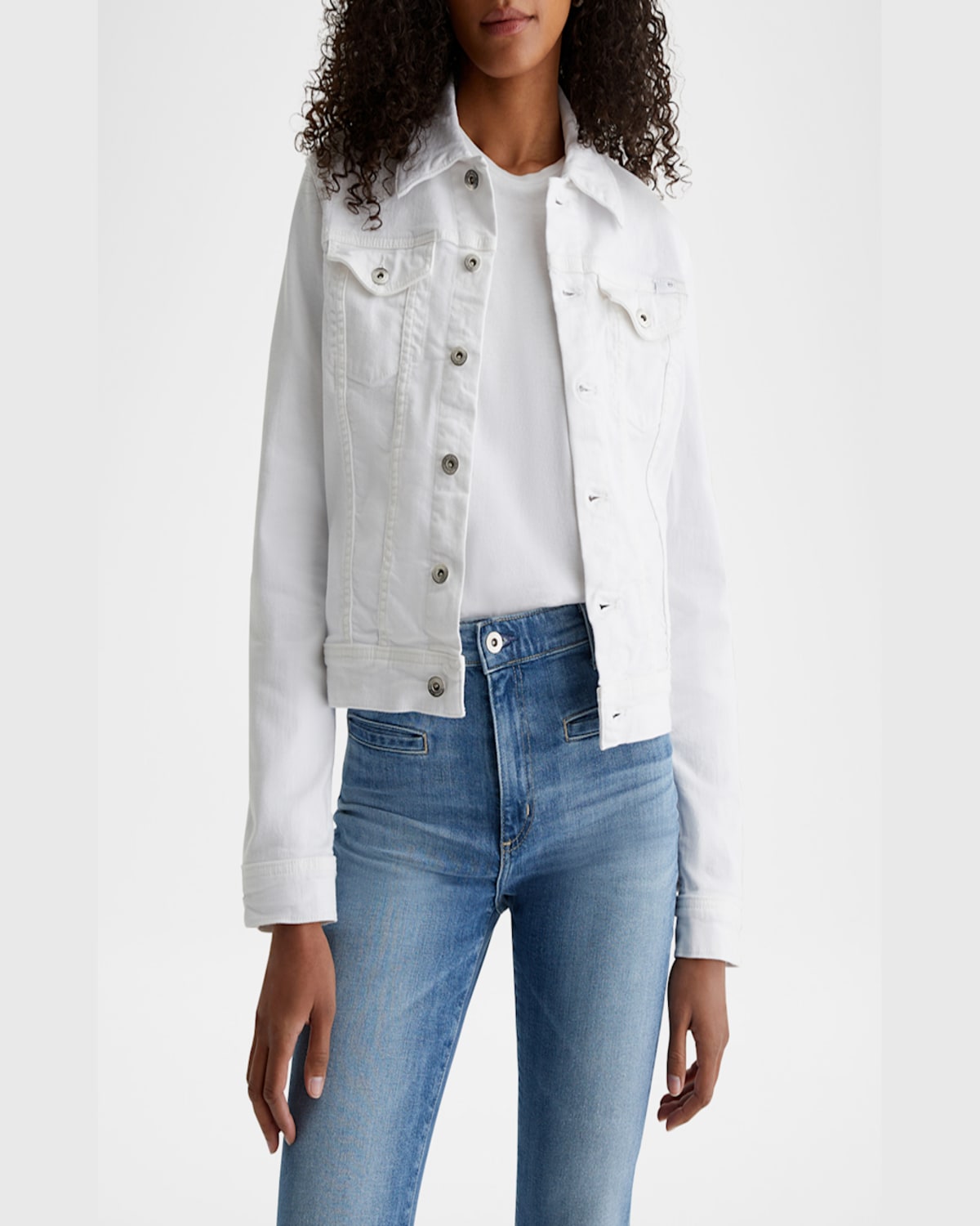 Ag Robyn Buttoned Denim Jacket In White