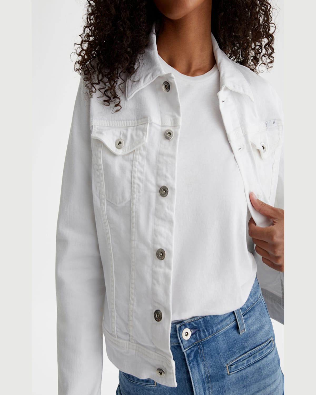Ag Robyn Buttoned Denim Jacket In White