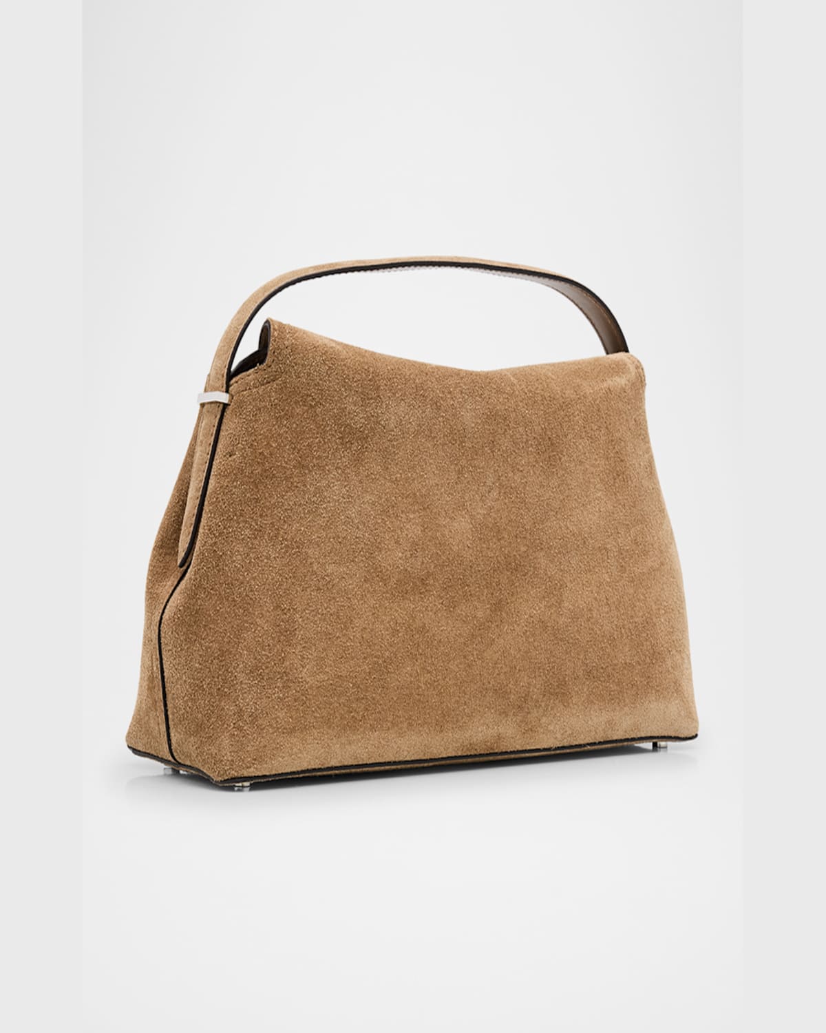 Totême T Lock Suede Top-handle Bag In Tobacco