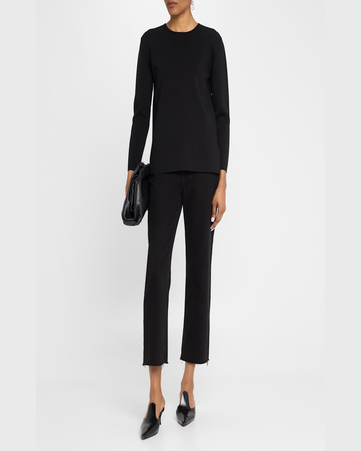 Totême Compact Knit Crewneck Sweater In Black