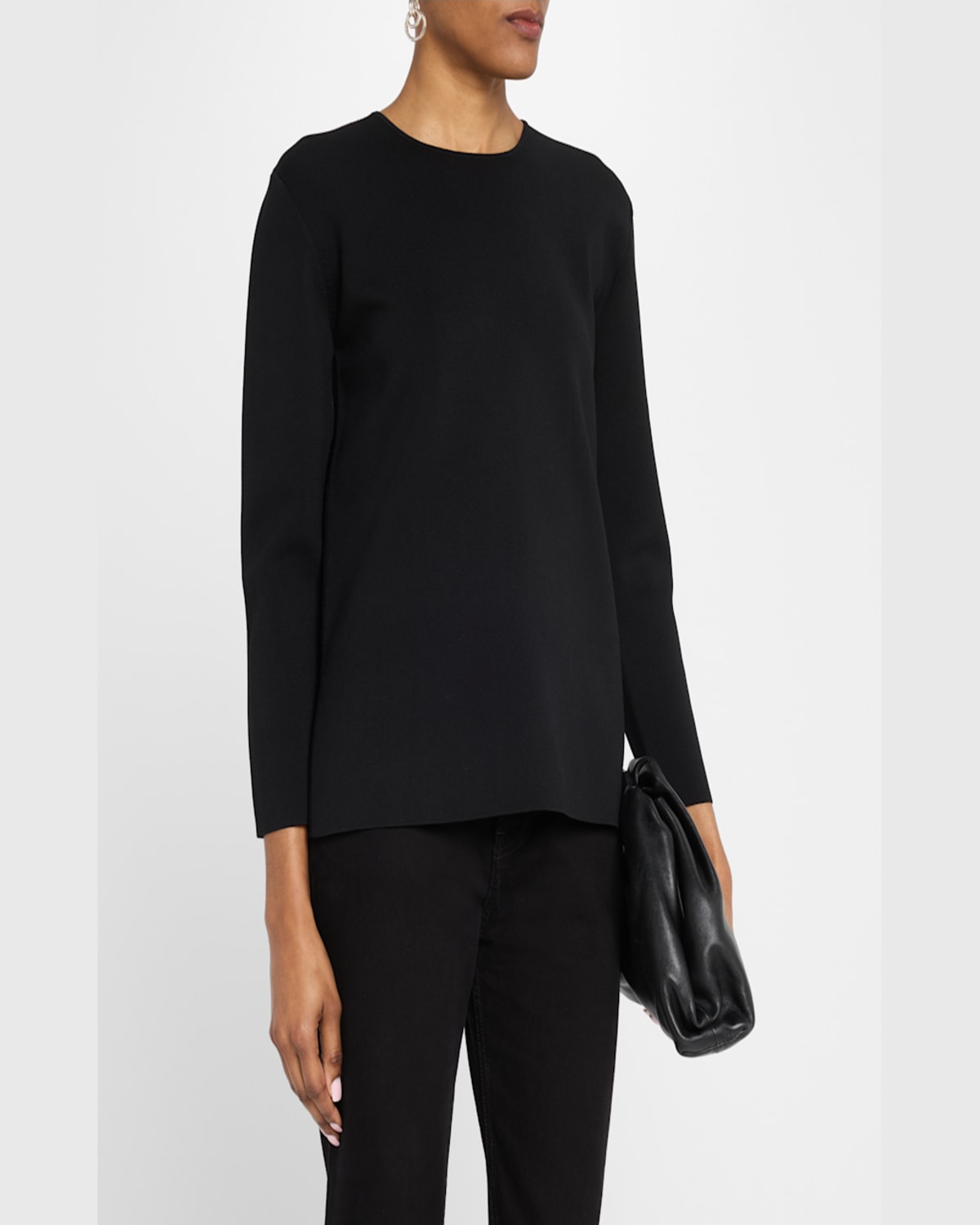 Totême Compact Knit Crewneck Sweater In Black