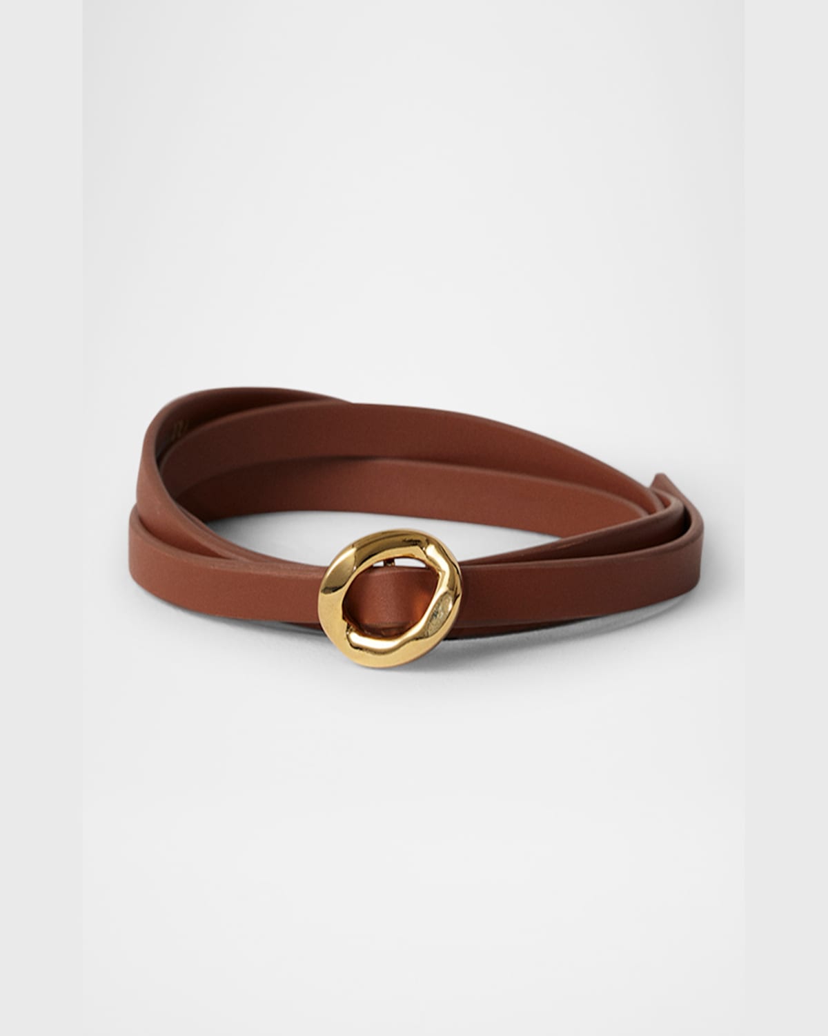 Dehanche Orbite Skinny Leather Belt In Saddle Gold