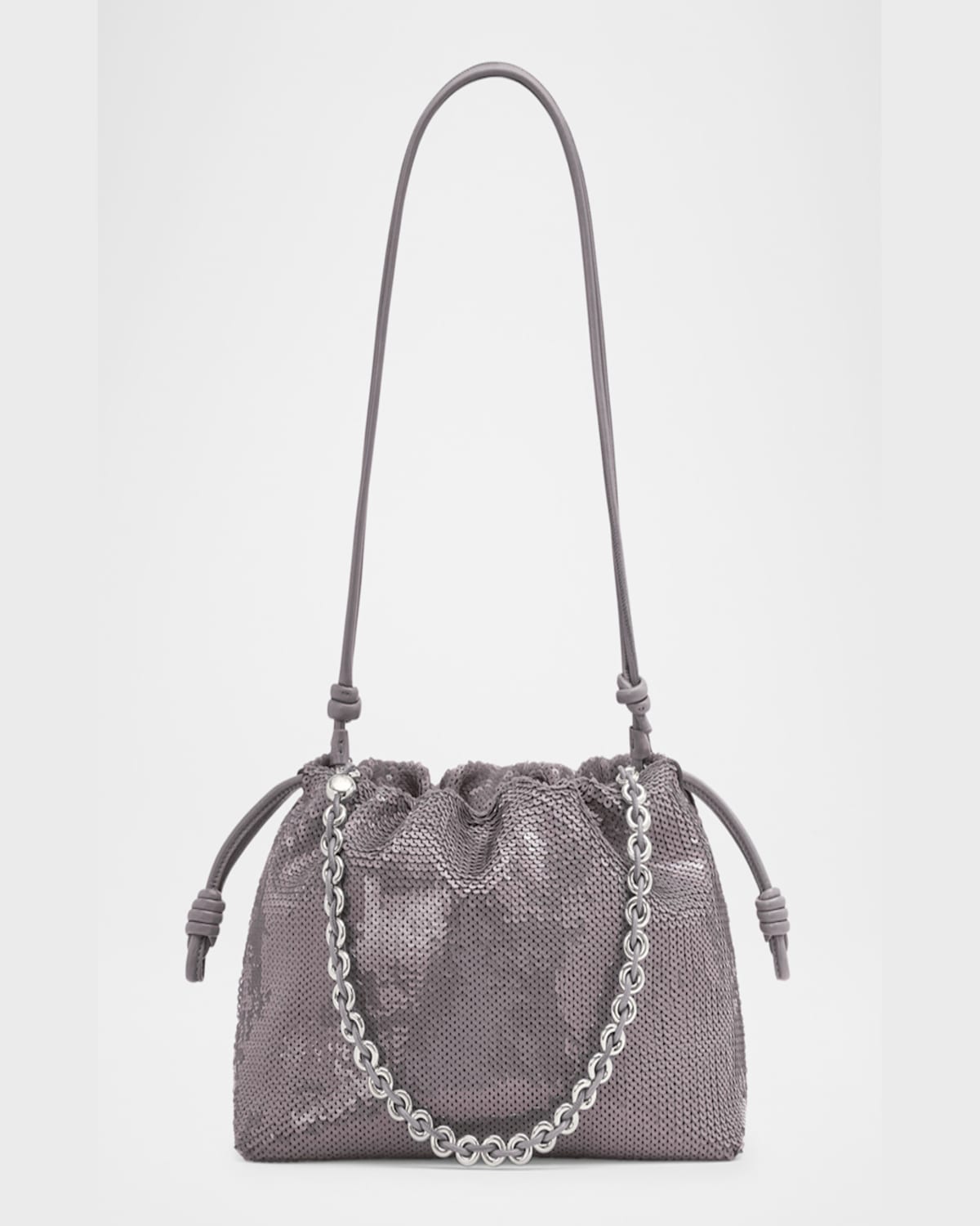 Loewe Flamenco Medium Sequined Bag In Grey