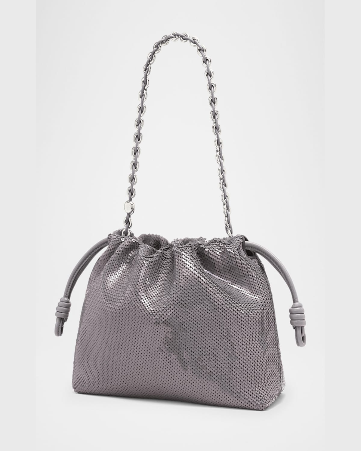 Loewe Flamenco Medium Sequined Bag In Grey