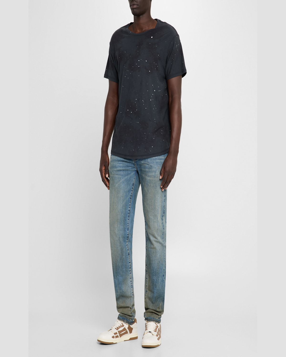 Purple Men's P001 Cracked Bronze Skinny Jeans In Dk Indigo