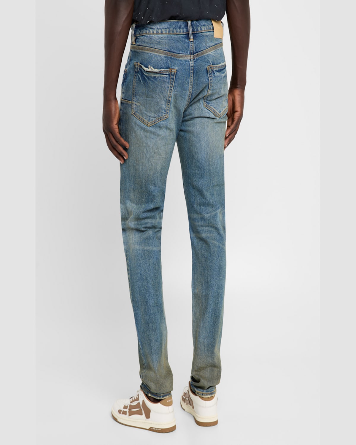 Purple Men's P001 Cracked Bronze Skinny Jeans In Dk Indigo
