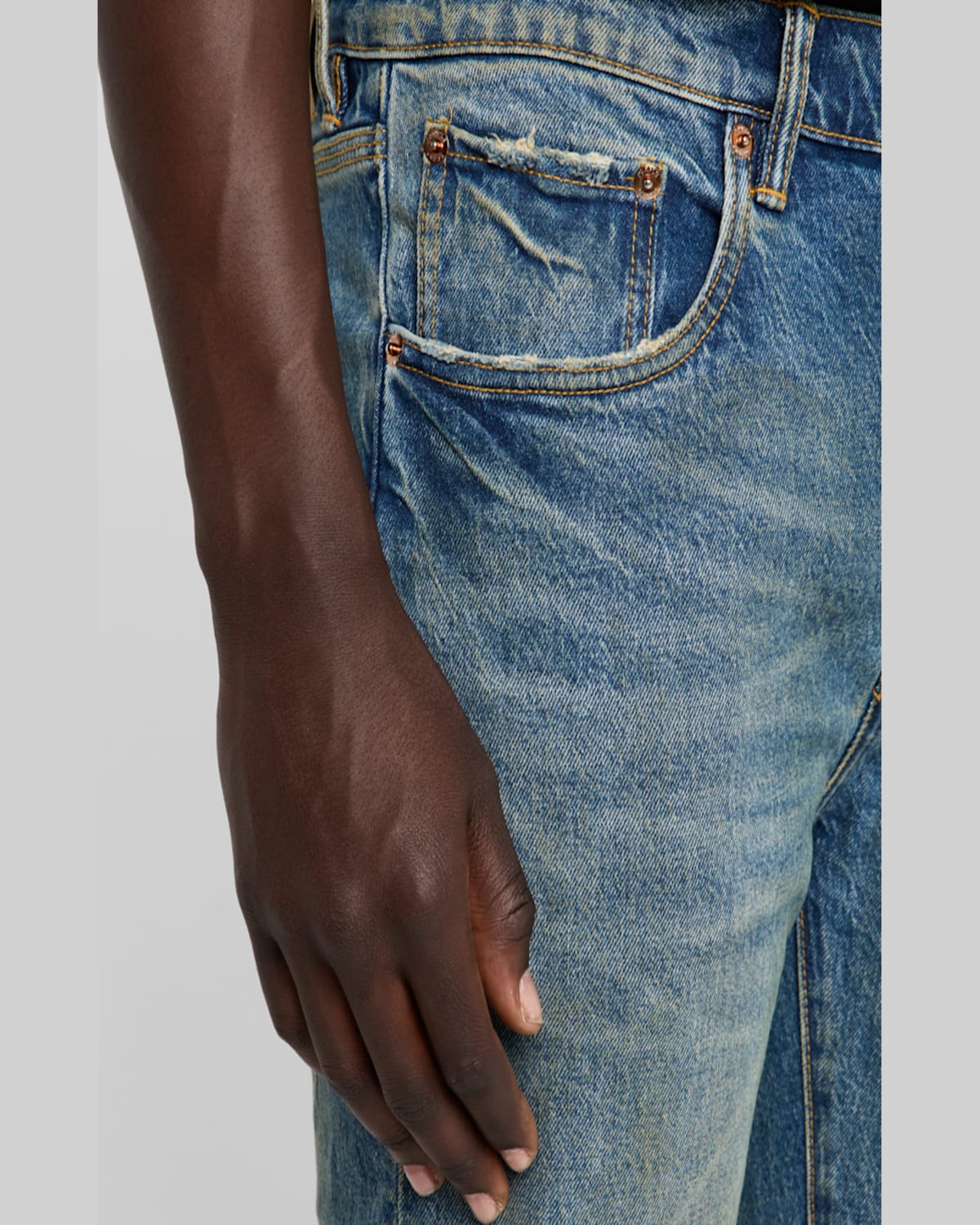 Purple Men's P001 Cracked Bronze Skinny Jeans In Dk Indigo