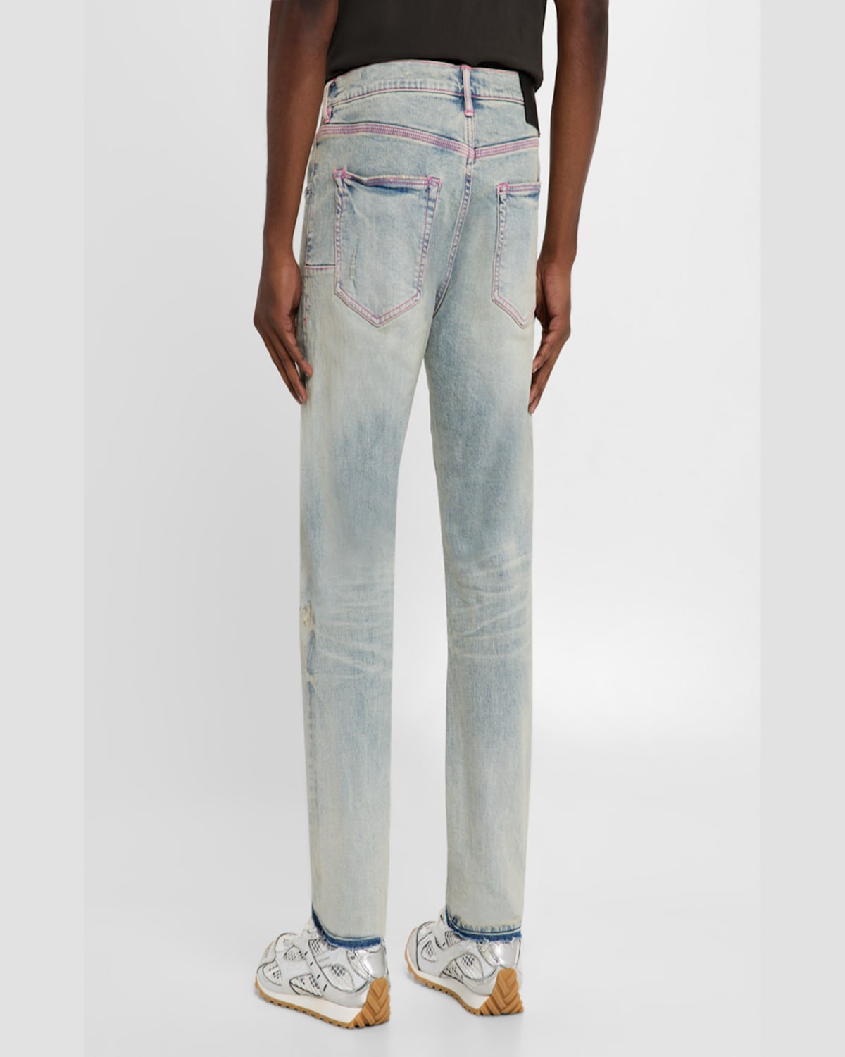 Purple Men's P001 Distressed Jeans In Lt Indigo