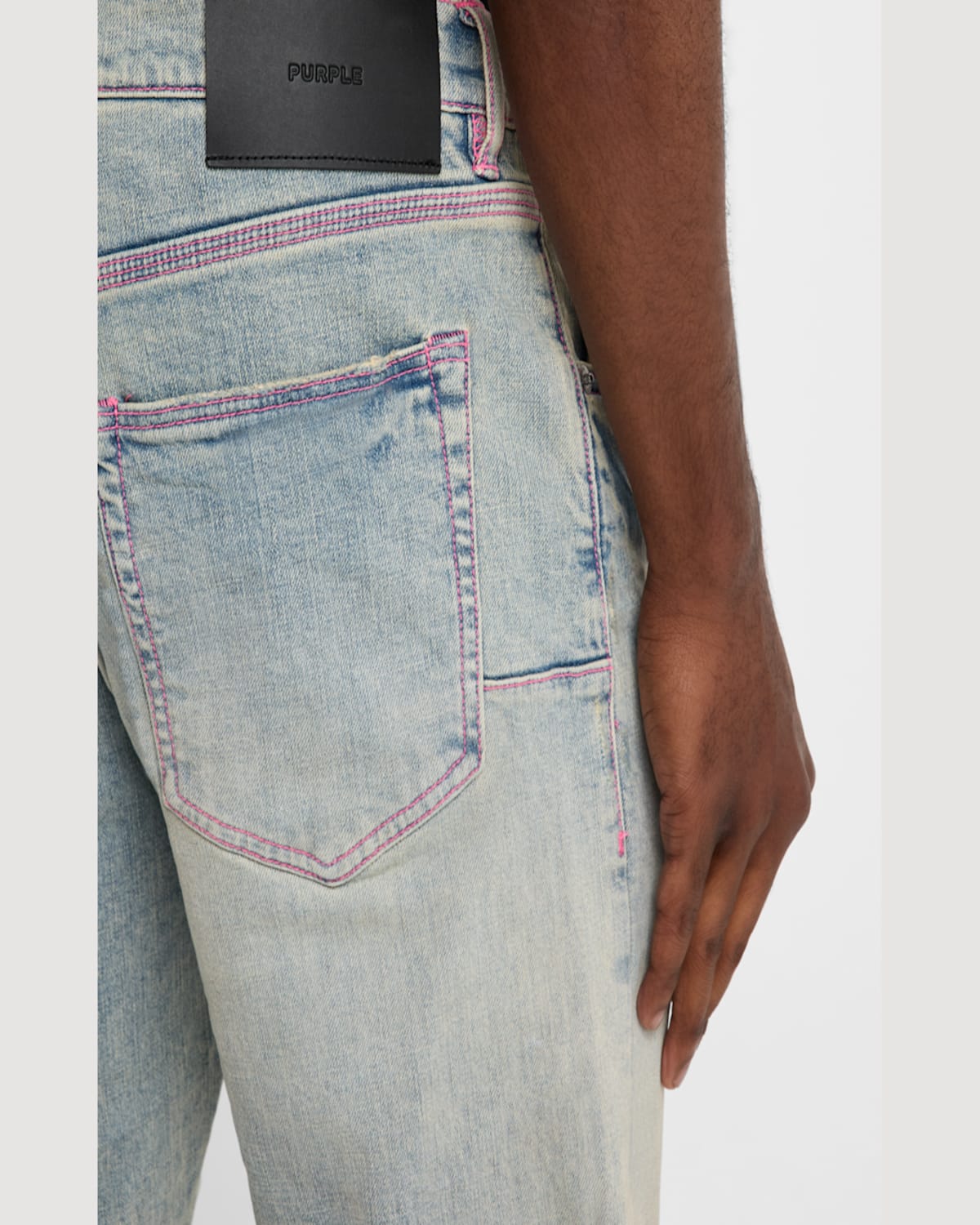 Purple Men's P001 Distressed Jeans In Lt Indigo