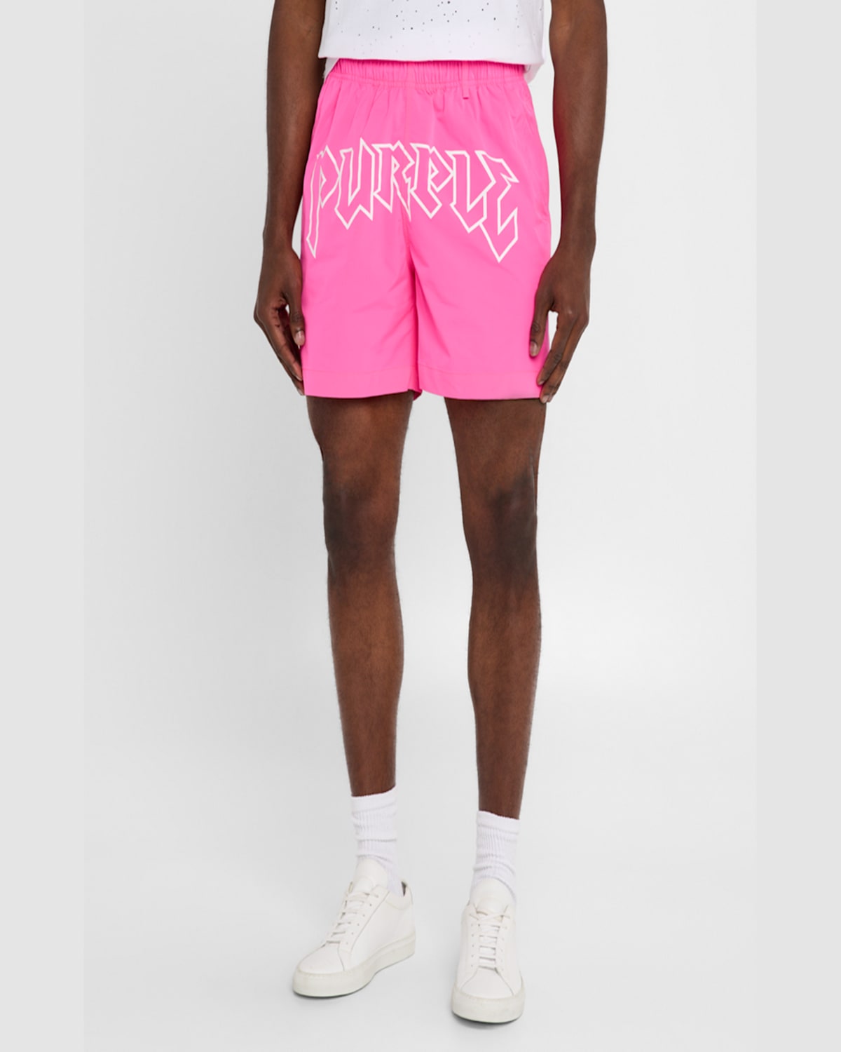 Purple Men's Logo Lettering Swim Shorts In Pink