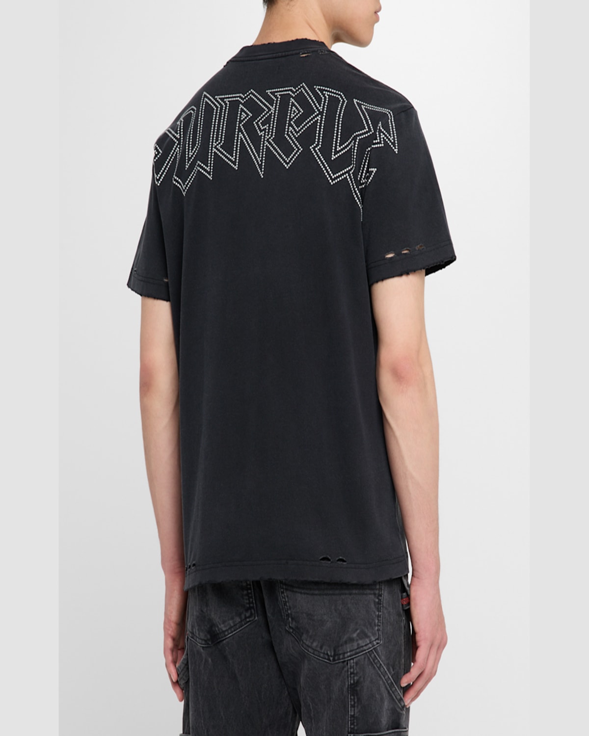 Purple Men's Studded Logo Jersey T-shirt In Black