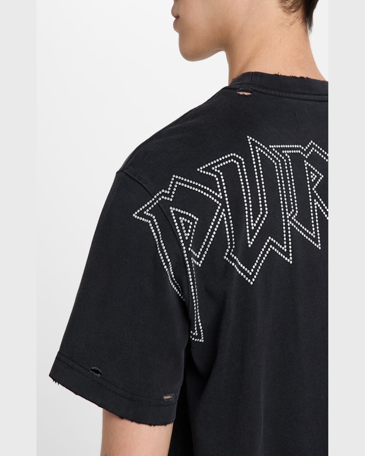 Purple Men's Studded Logo Jersey T-shirt In Black