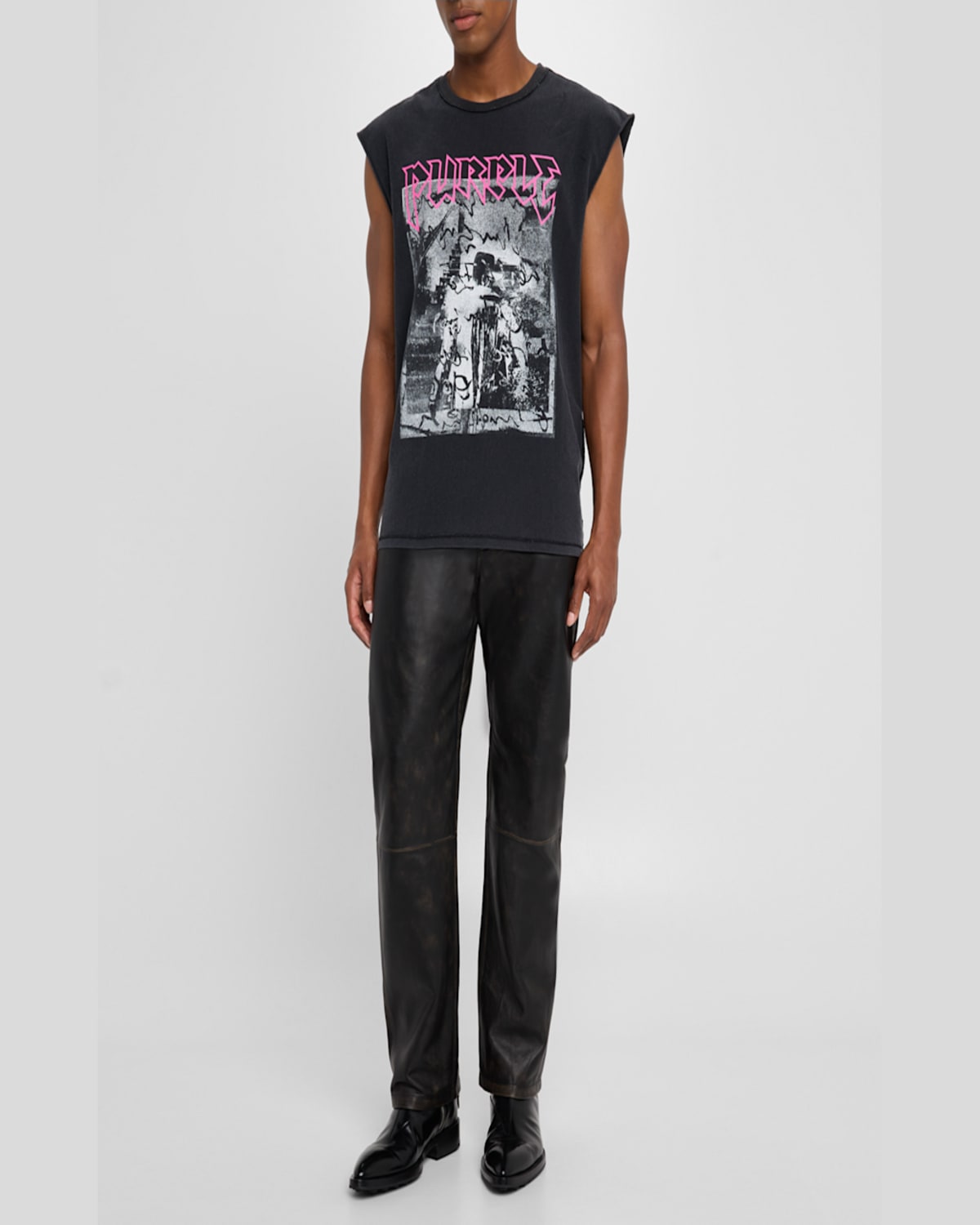 Purple Men's Full Metal Tank Top In Black