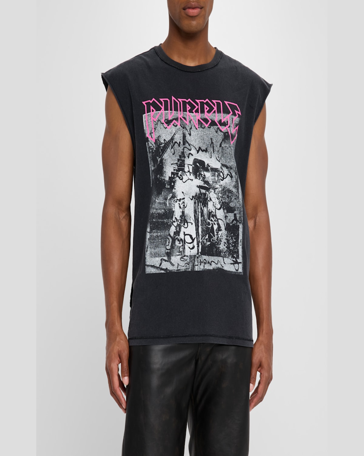 Purple Men's Full Metal Tank Top In Black