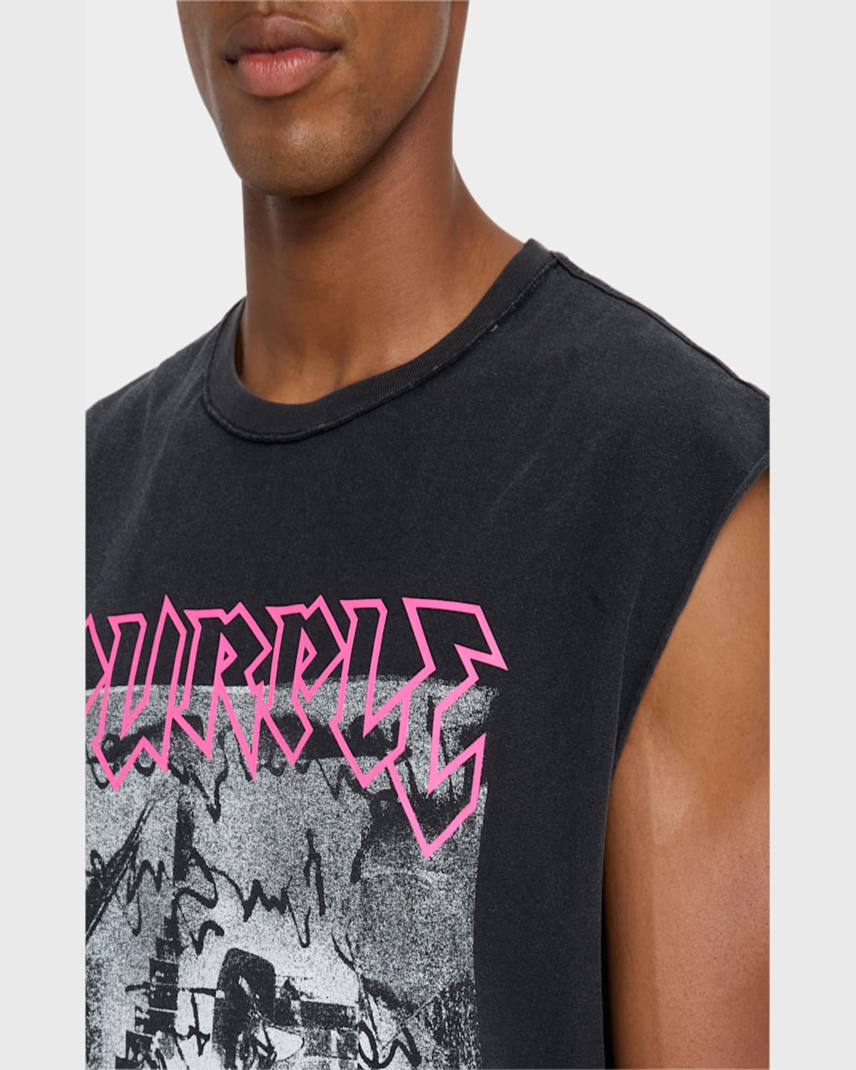 Purple Men's Full Metal Tank Top In Black
