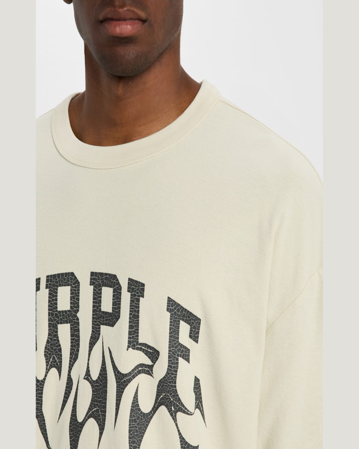 Purple Men's Oversized Graphic Logo T-shirt In Ecru