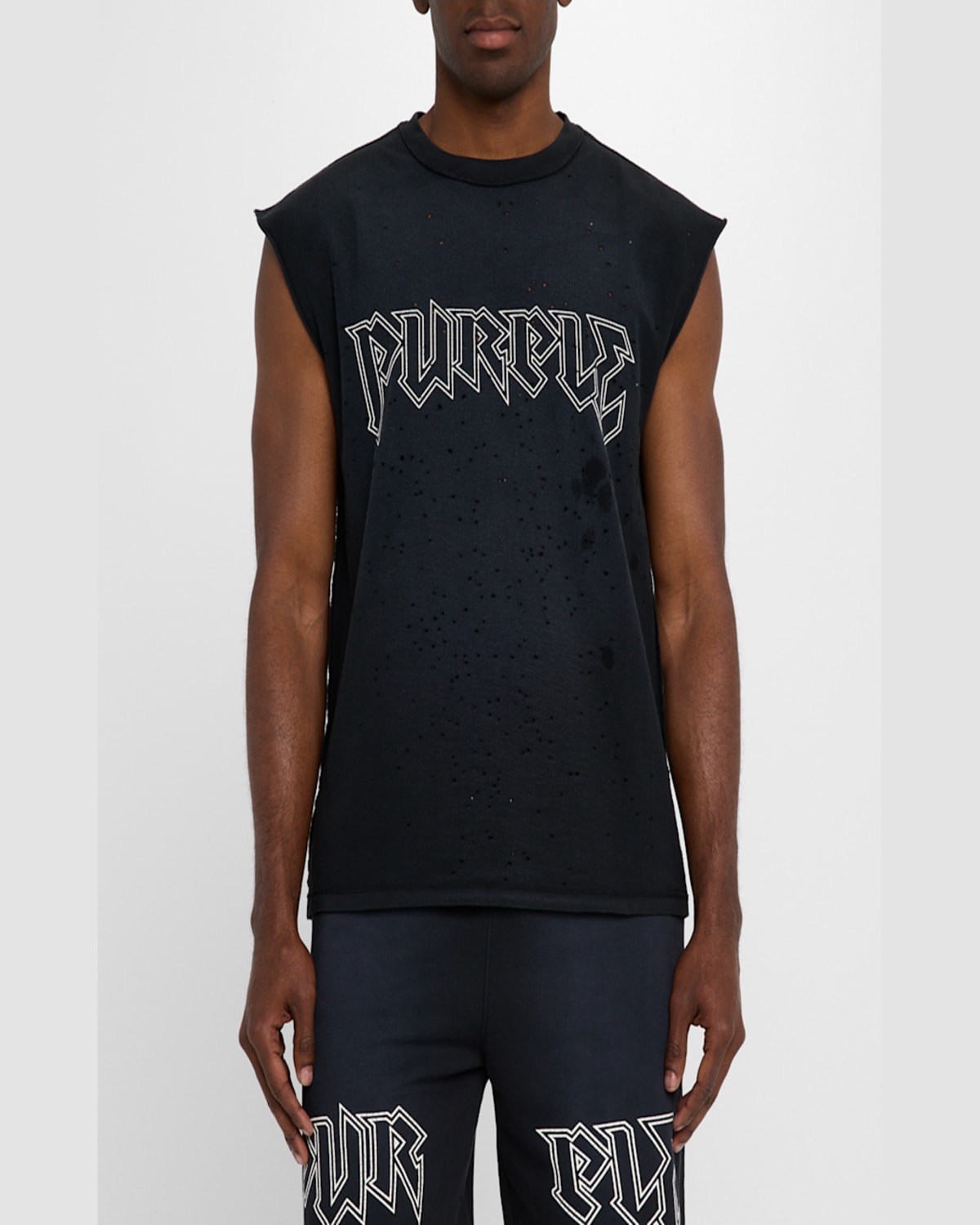 Purple Men's Crackle Logo Tank Top In Black