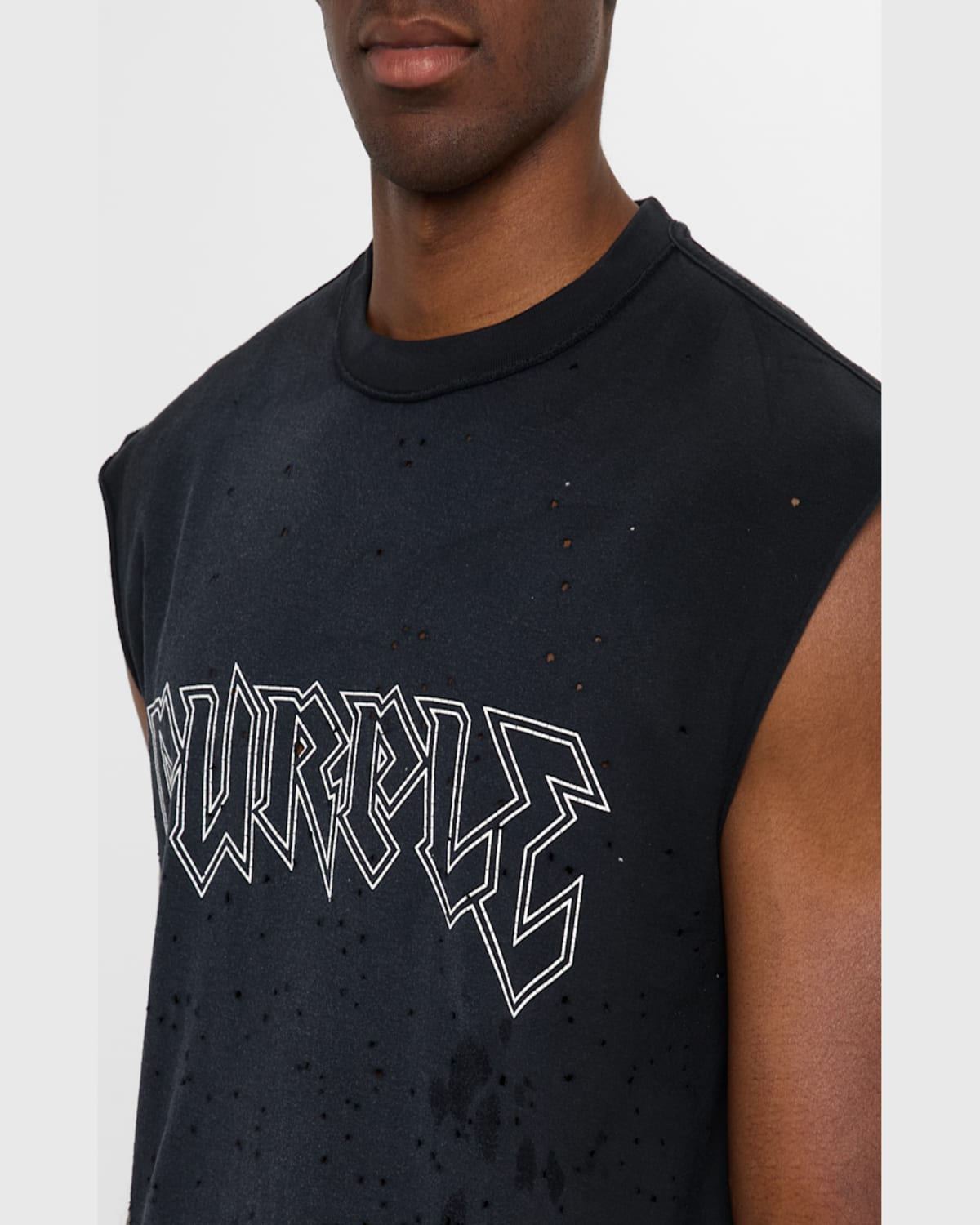 Purple Men's Crackle Logo Tank Top In Black