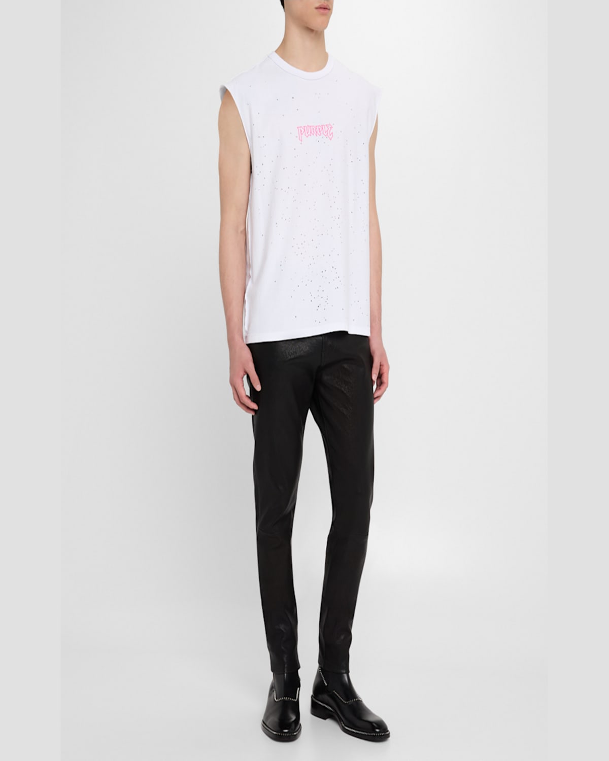Purple Men's Metal Tank Top In White