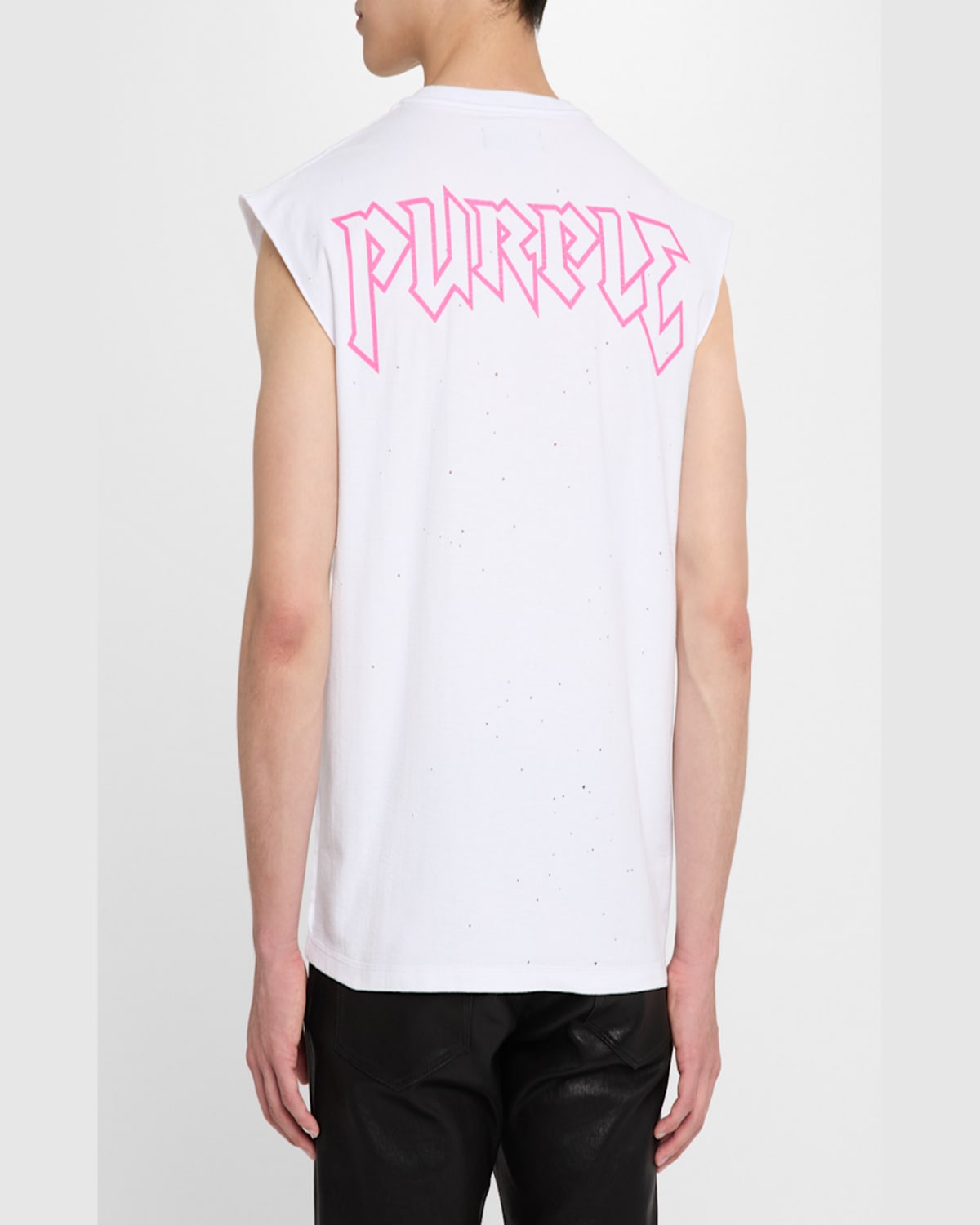 Purple Men's Metal Tank Top In White