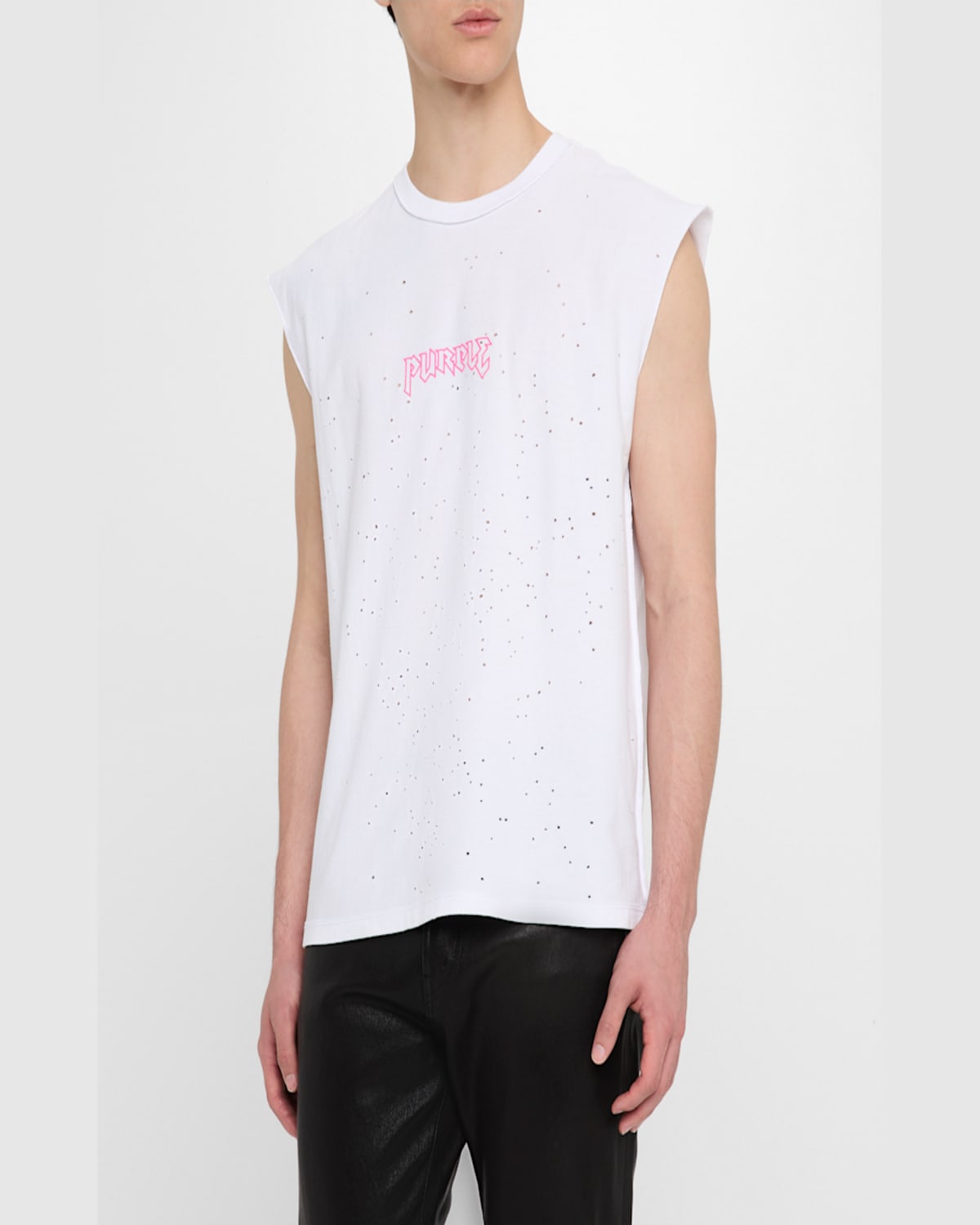 Purple Men's Metal Tank Top In White