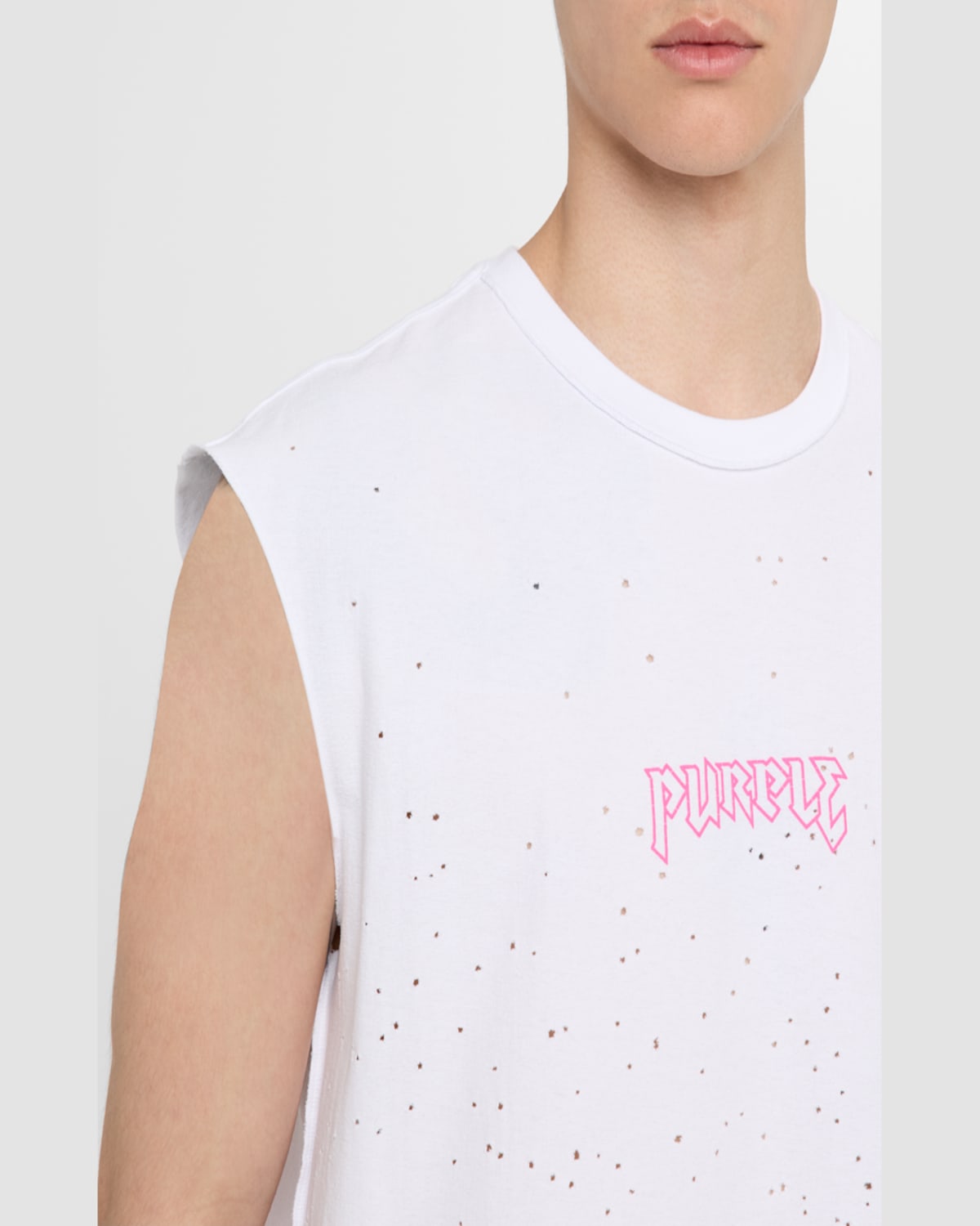Purple Men's Metal Tank Top In White