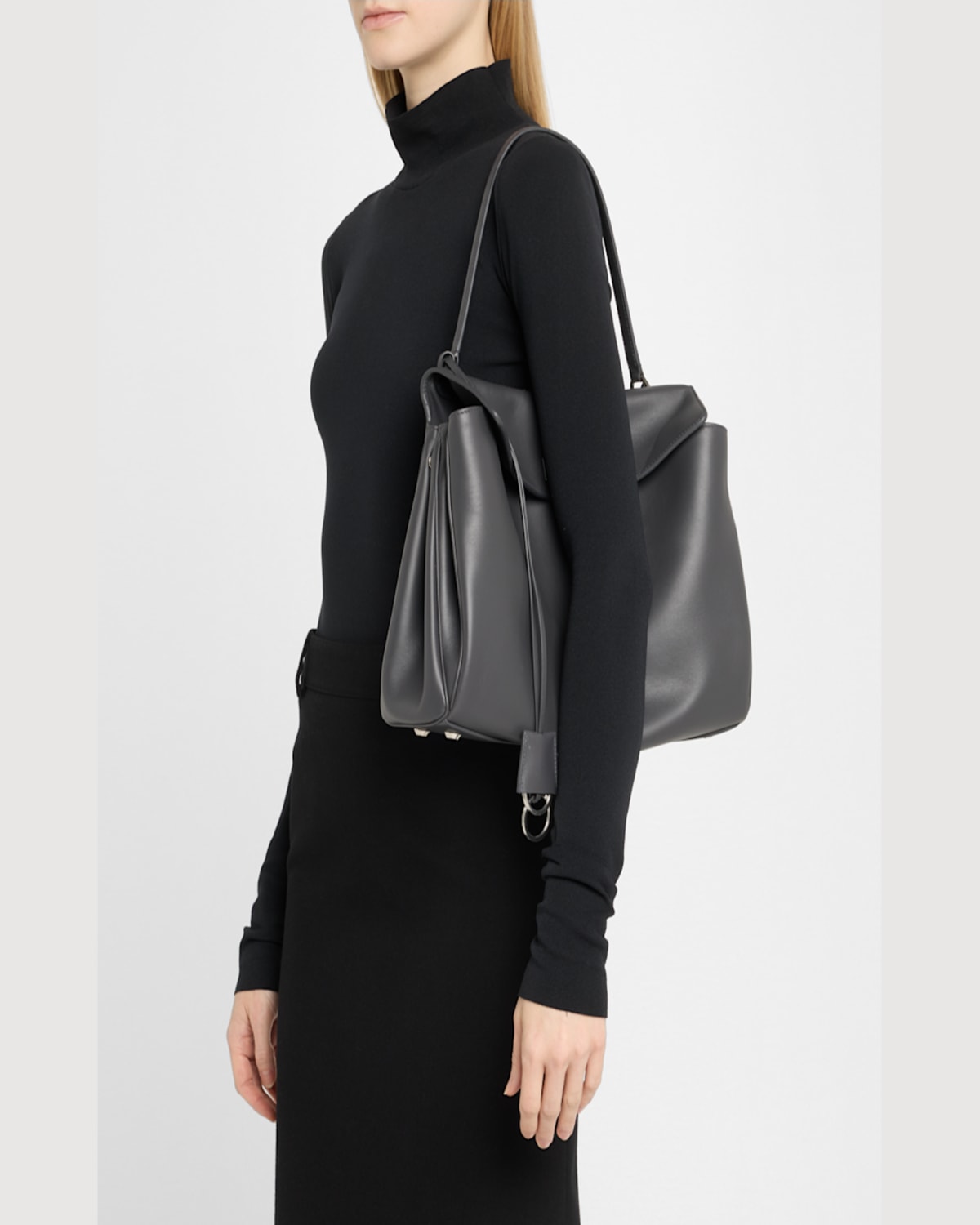 Balenciaga Rodeo Medium Leather Shoulder Bag In Grey