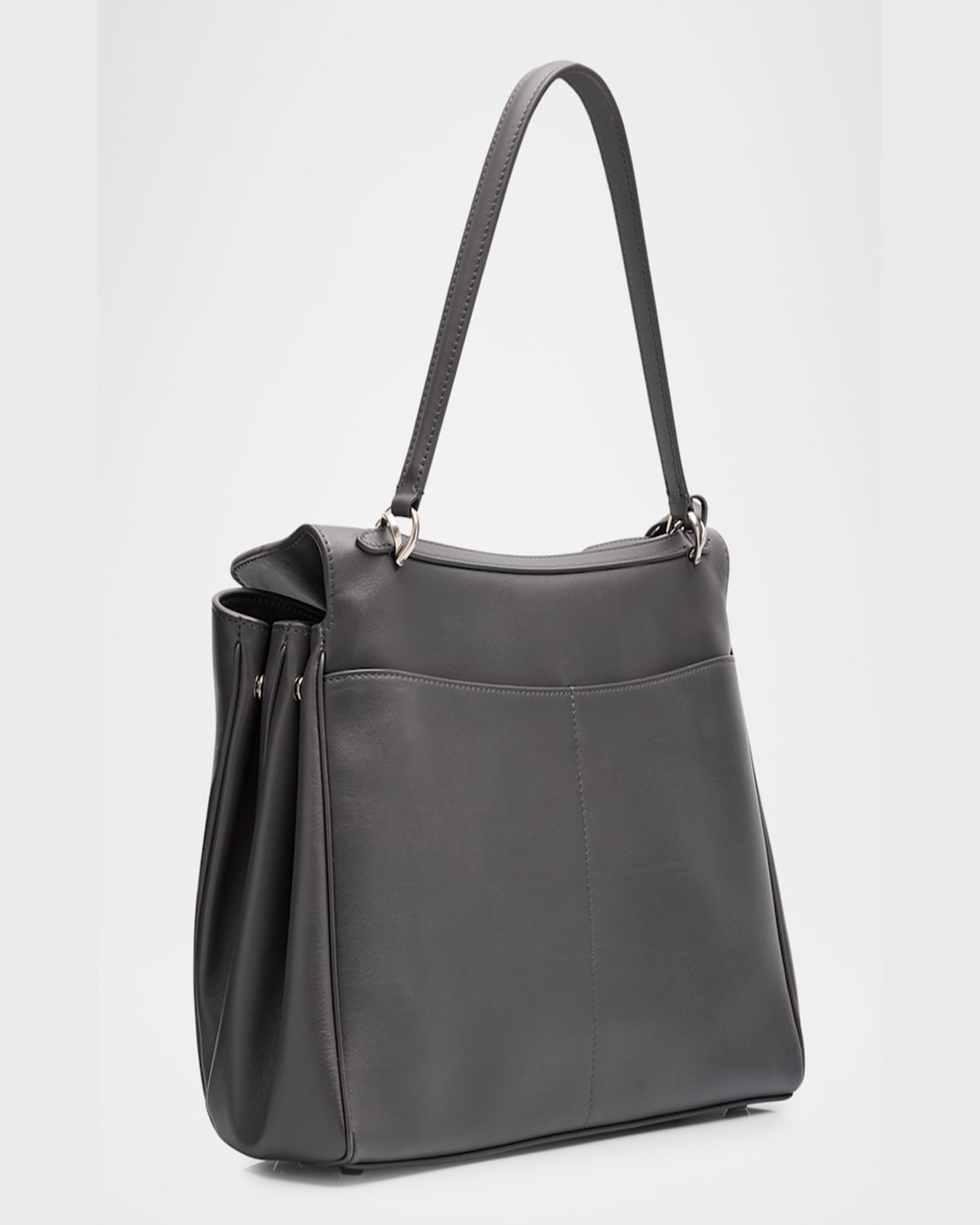 Balenciaga Rodeo Medium Leather Shoulder Bag In Grey