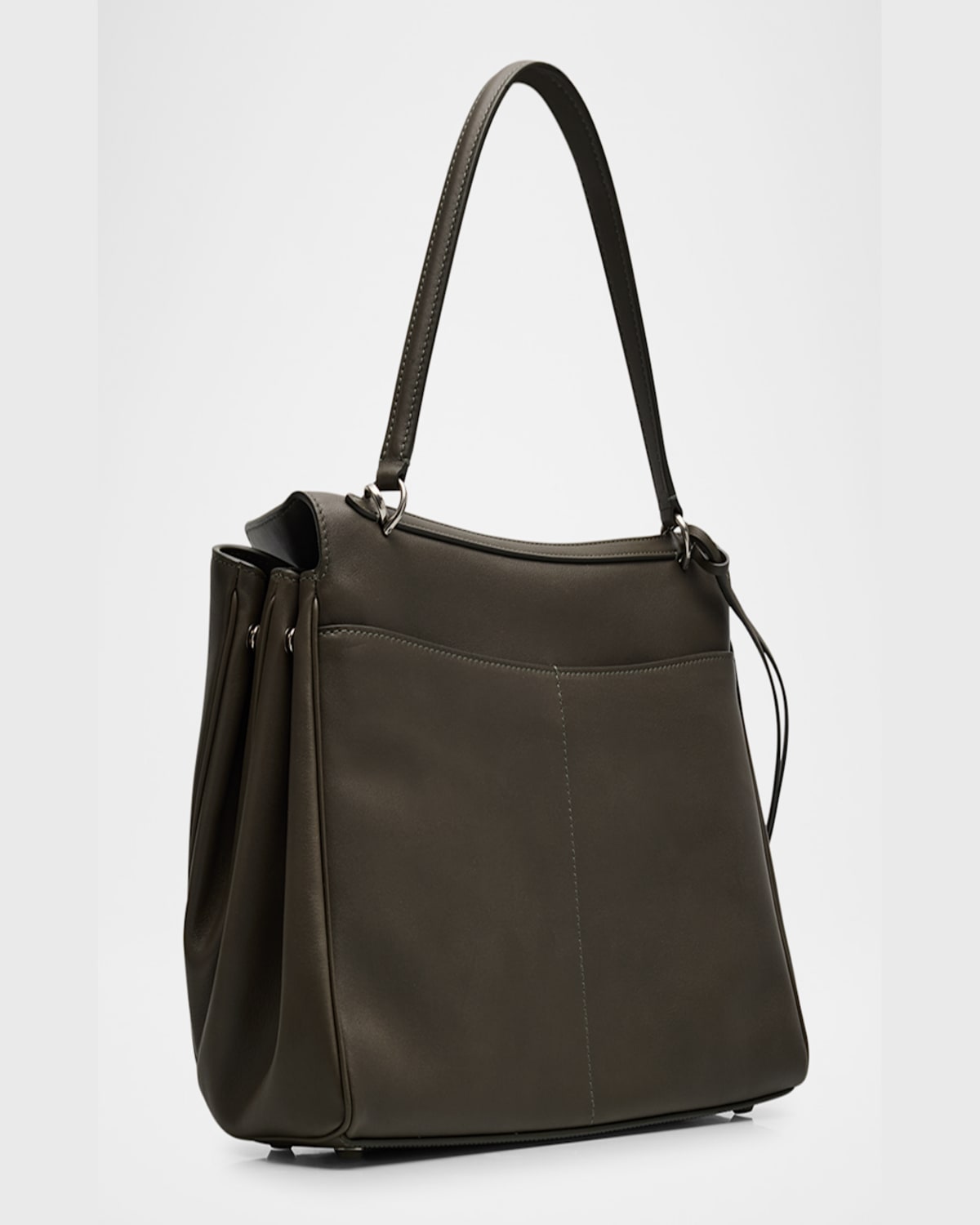 Balenciaga Rodeo Medium Leather Shoulder Bag In Khaki