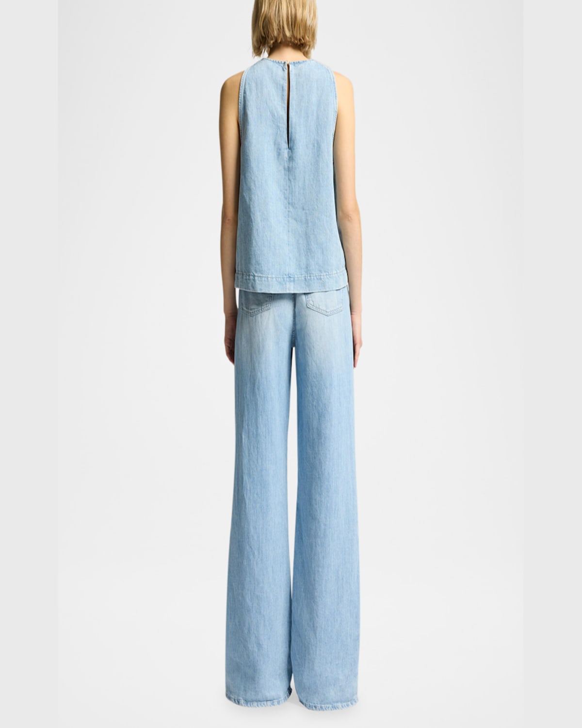 7 For All Mankind Sleeveless Chambray Top In Kansas