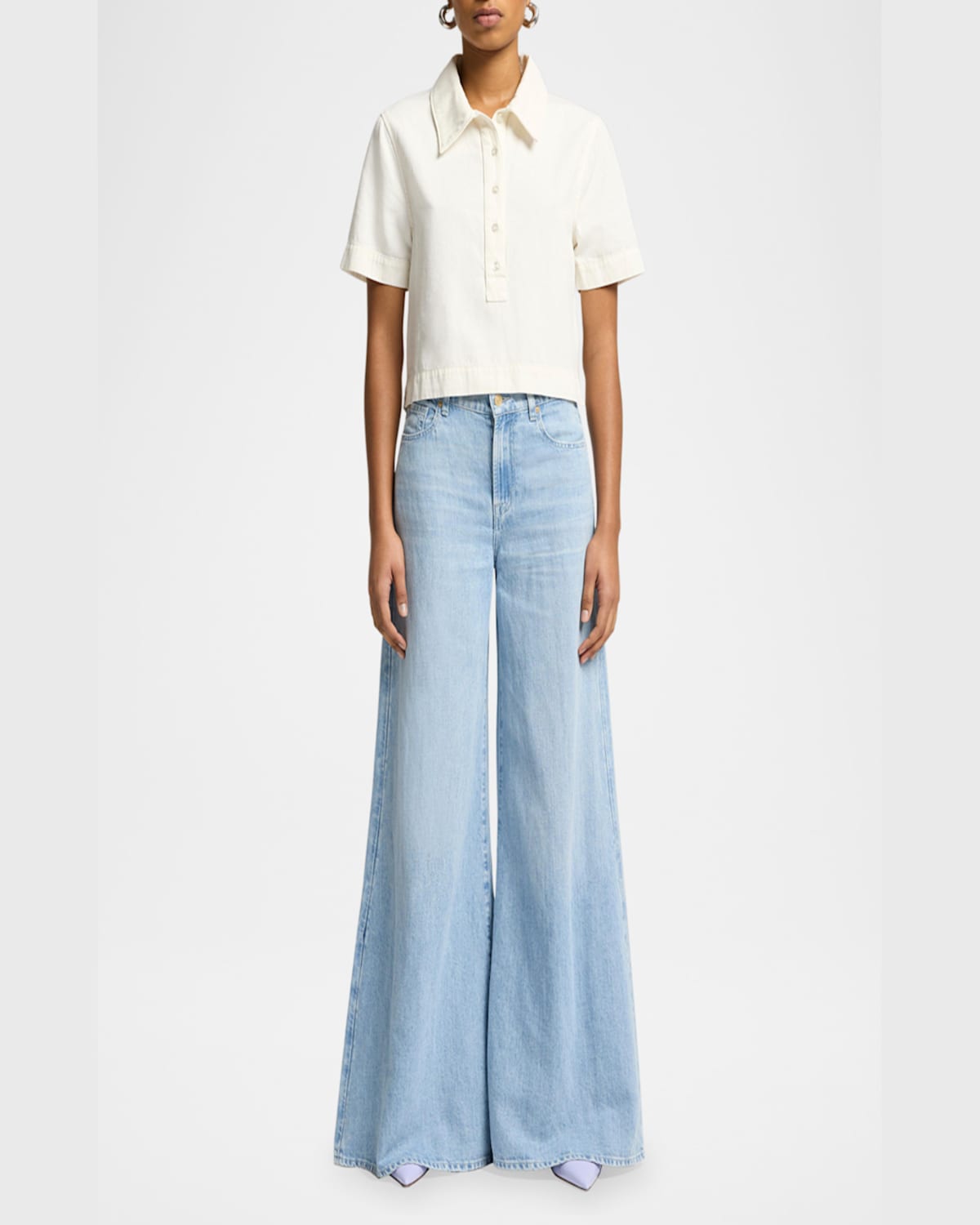 7 For All Mankind Short-sleeve Polo Top In Linen Ostuni