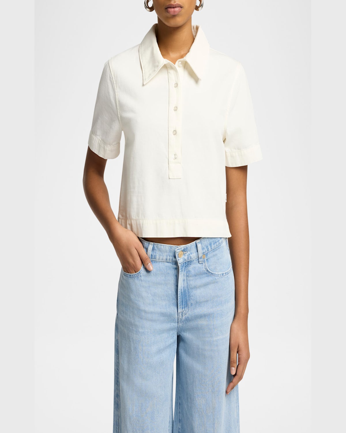 7 For All Mankind Short-sleeve Polo Top In Linen Ostuni