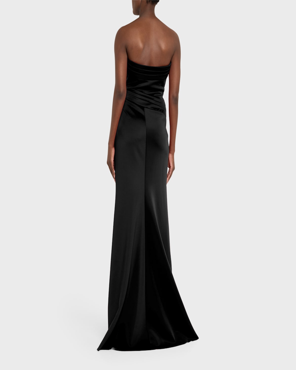 Badgley Mischka Strapless Pleated A-line Gown In Black