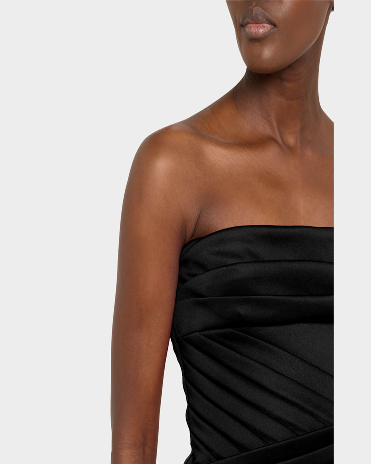Badgley Mischka Strapless Pleated A-line Gown In Black