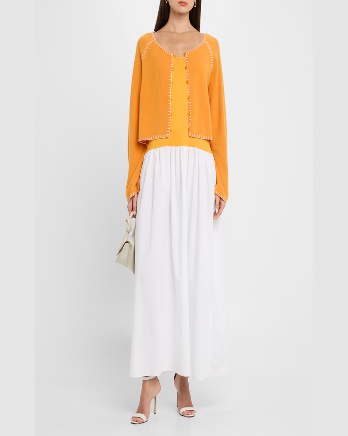 Naadam Cashmere Embroidered Raglan-sleeve Cardigan In Tangerine