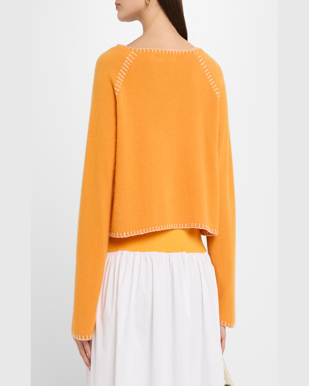 Naadam Cashmere Embroidered Raglan-sleeve Cardigan In Tangerine