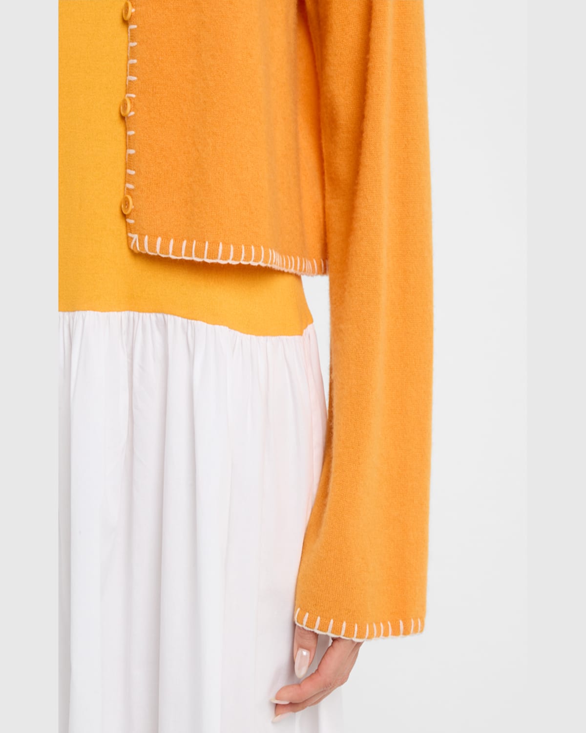 Naadam Cashmere Embroidered Raglan-sleeve Cardigan In Tangerine