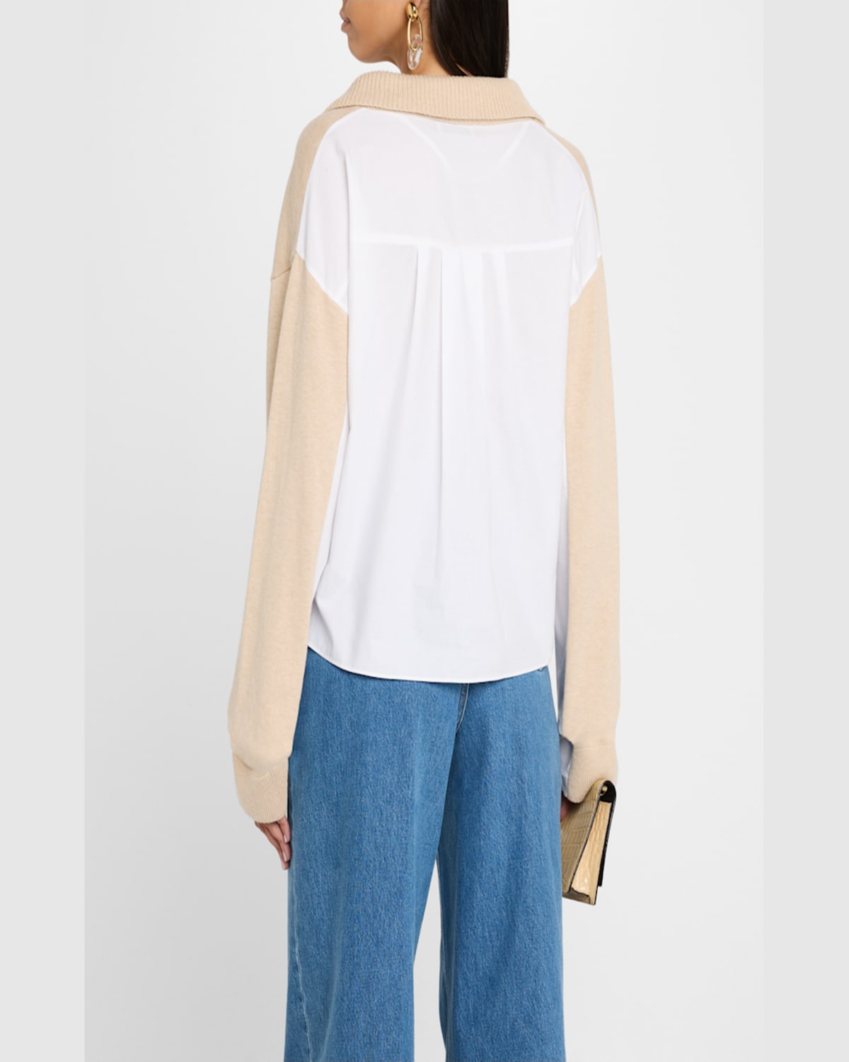 Naadam Cotton-cashmere Mixed Media Sweater In Beige Combo