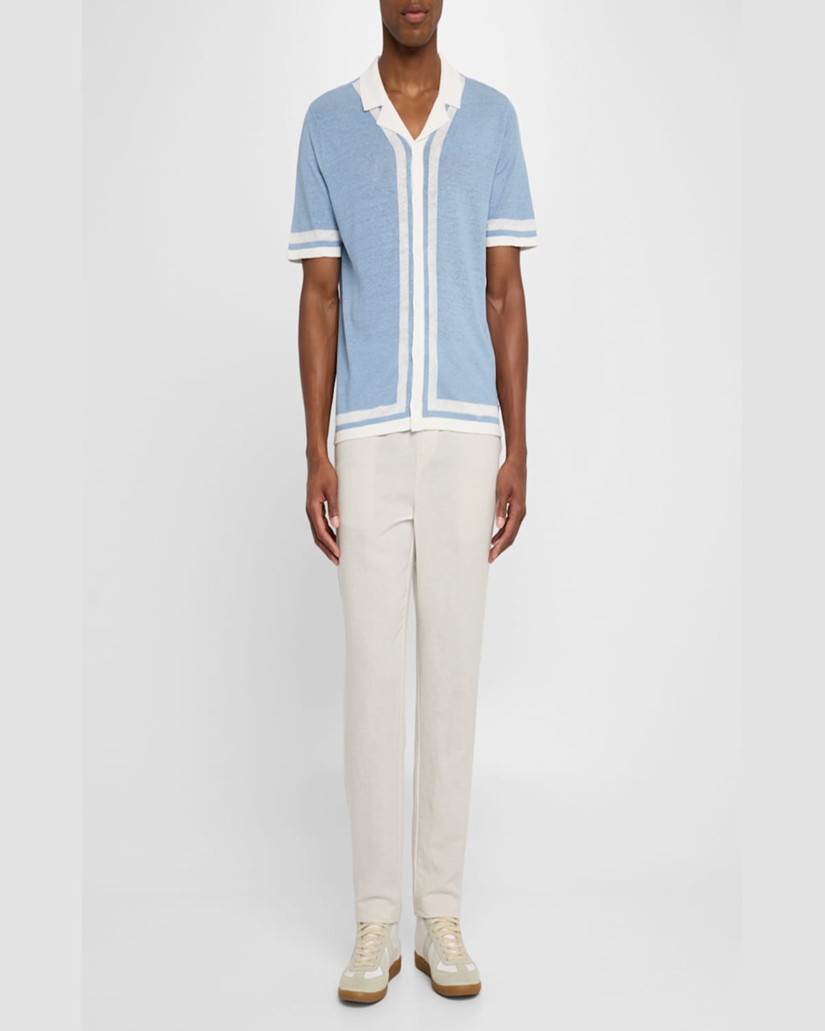 ONIA MEN'S LINEN KNIT CAMP SHIRT