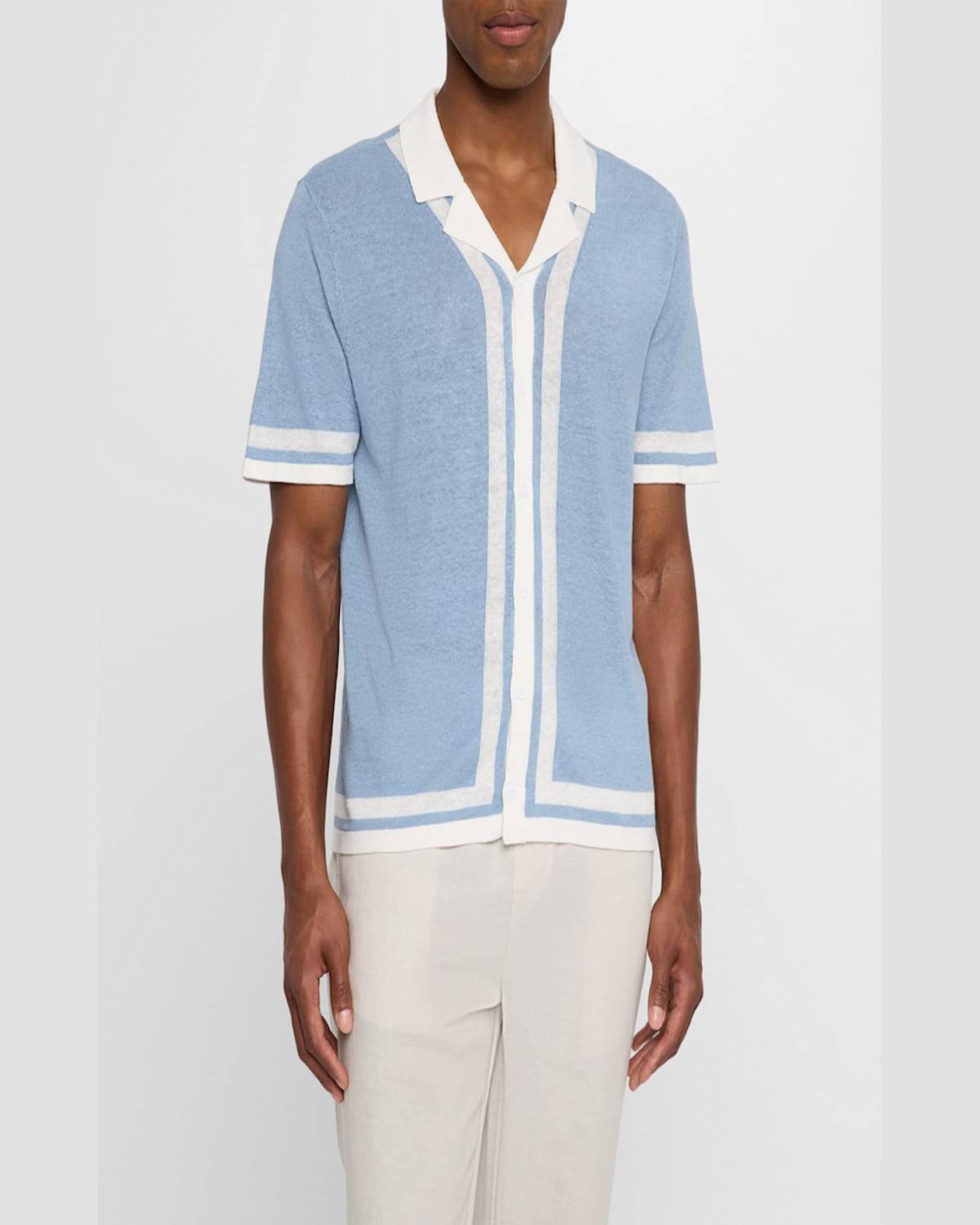 ONIA MEN'S LINEN KNIT CAMP SHIRT