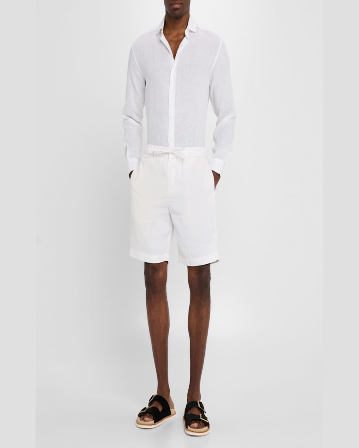Frescobol Carioca Men's Felipe Linen And Cotton Drawstring Shorts In White