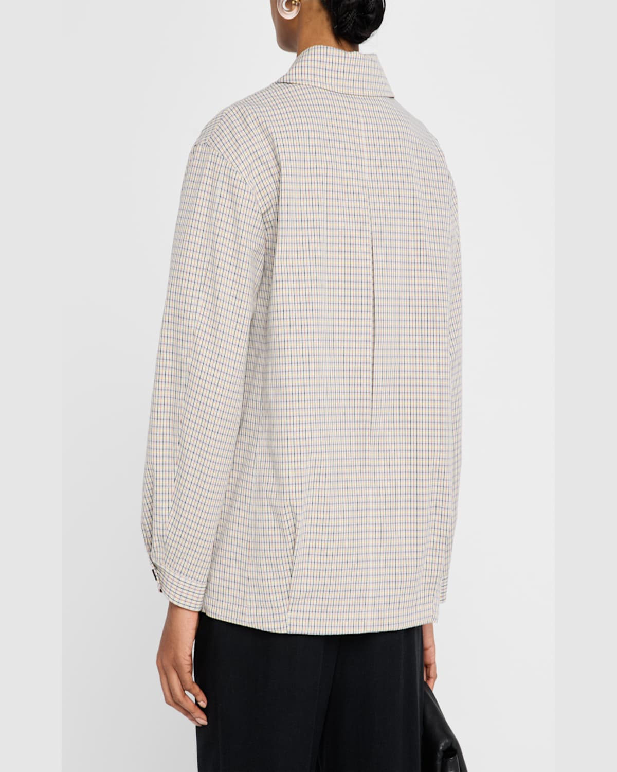 Vince Oversized Gardeners Check Bomber Jacket In Stonetan