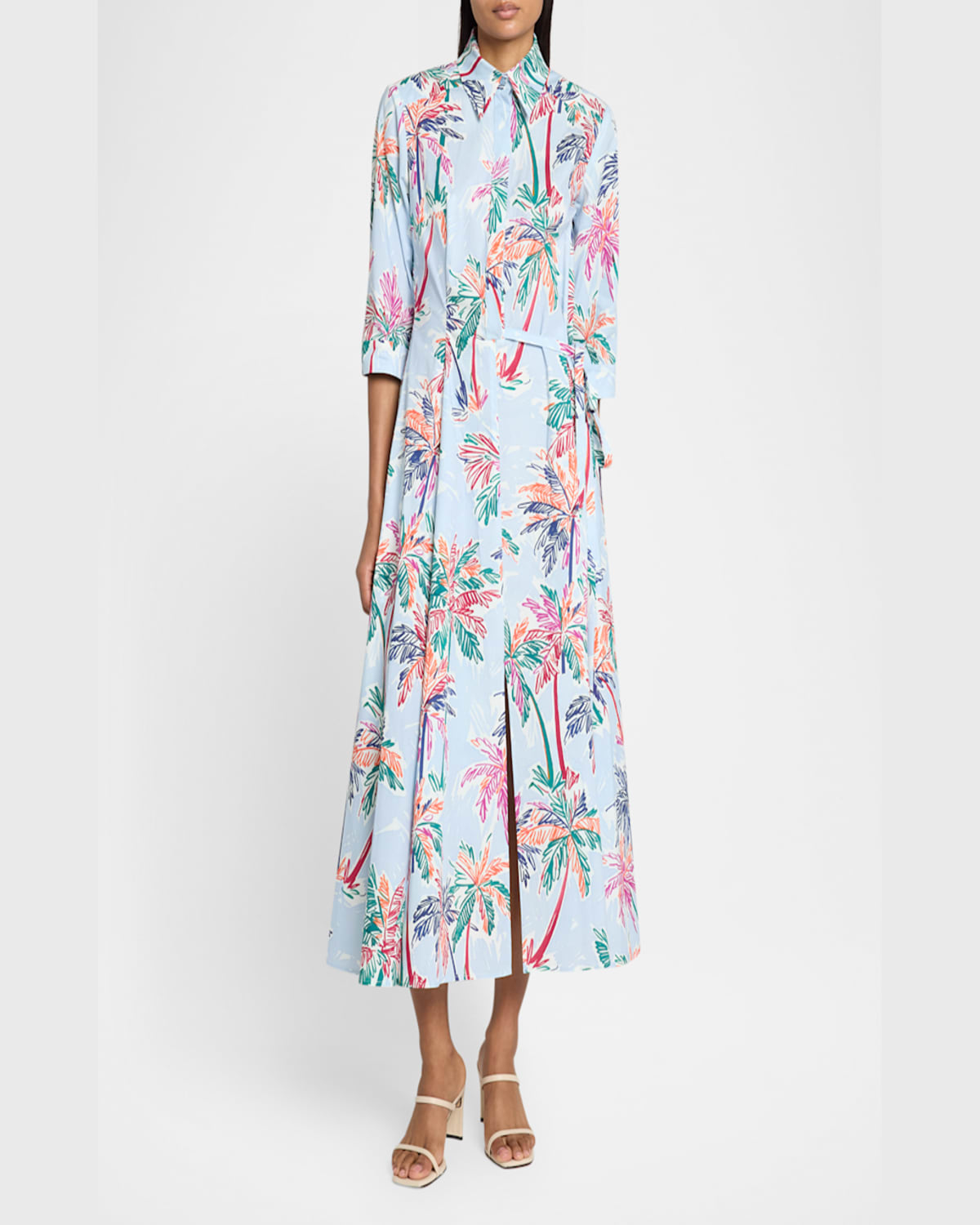Talbot Runhof Palm Springs Poplin Midi Shirtdress In Sky