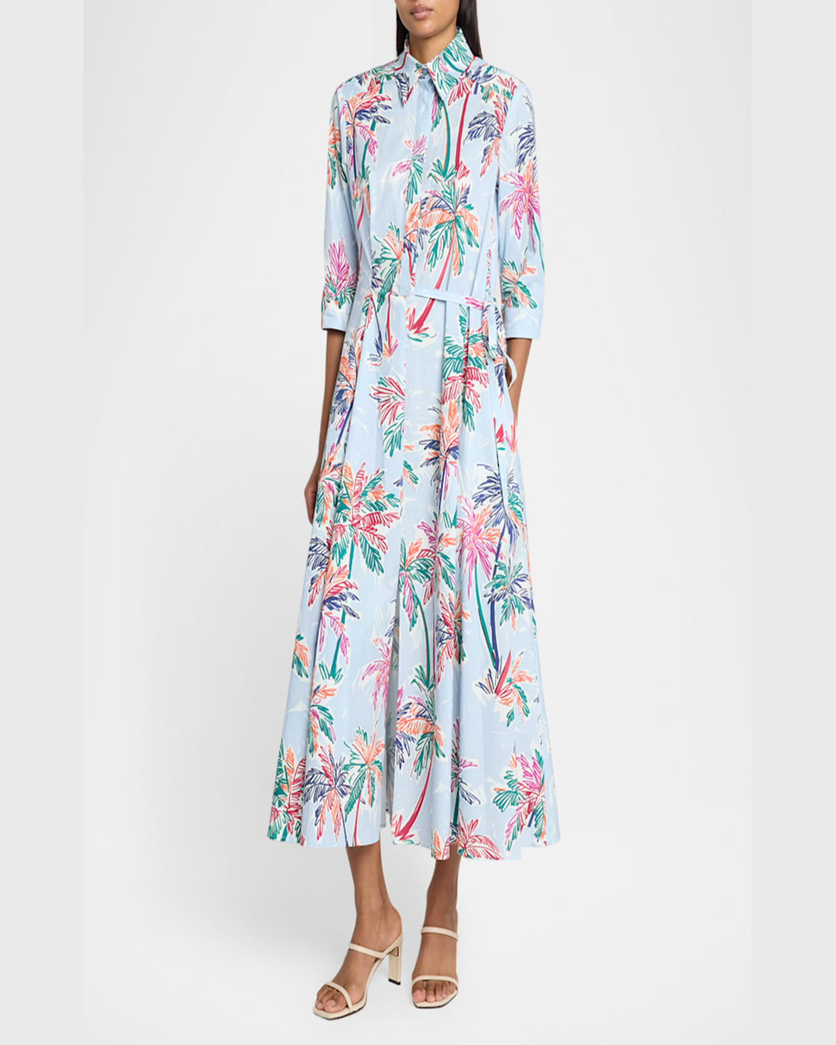Talbot Runhof Palm Springs Poplin Midi Shirtdress In Sky