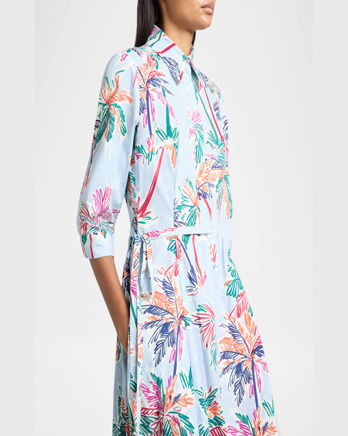 Talbot Runhof Palm Springs Poplin Midi Shirtdress In Sky
