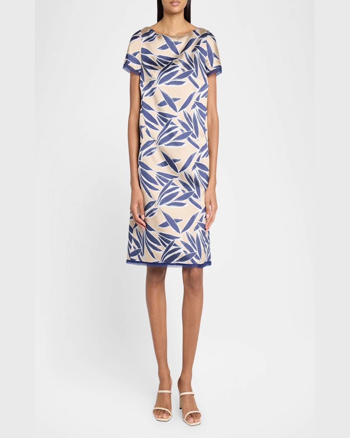 Talbot Runhof Safari Jacquard A-line Dress In Sand