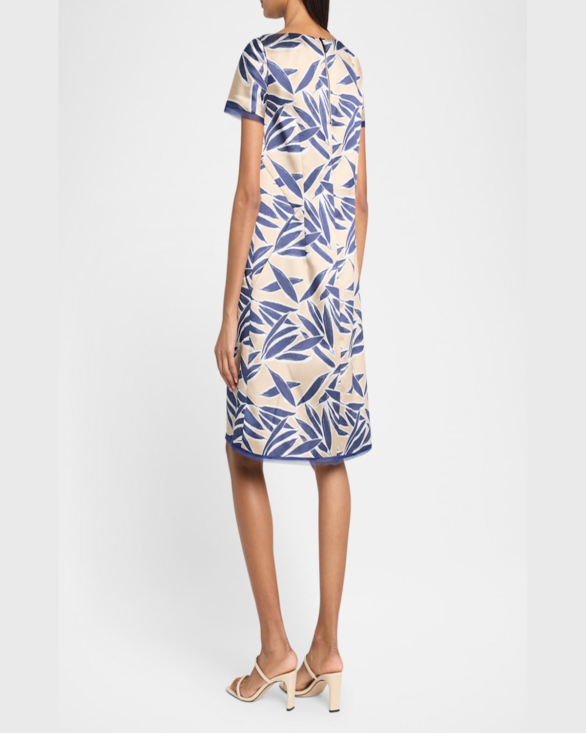 Talbot Runhof Safari Jacquard A-line Dress In Sand