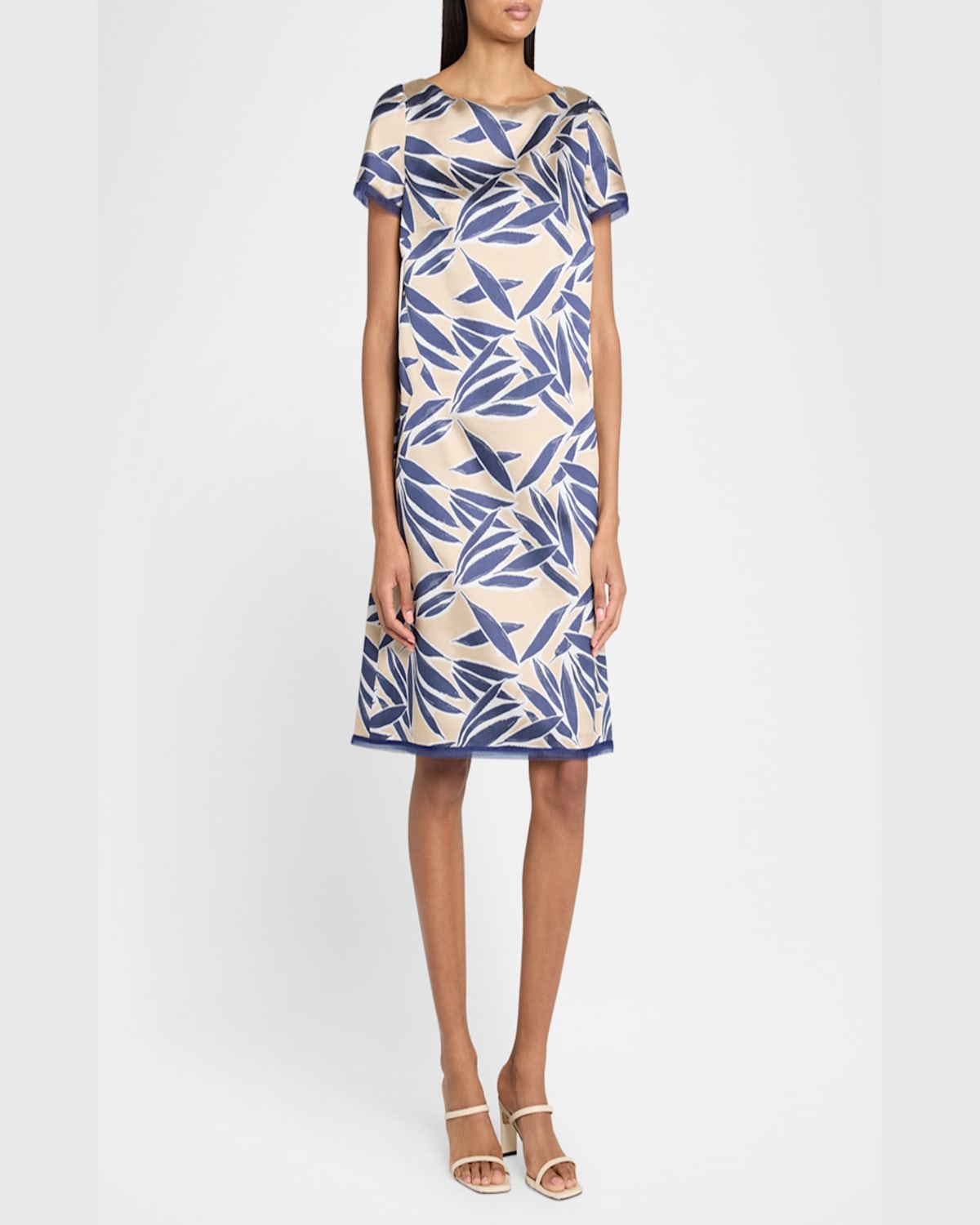 Talbot Runhof Safari Jacquard A-line Dress In Sand