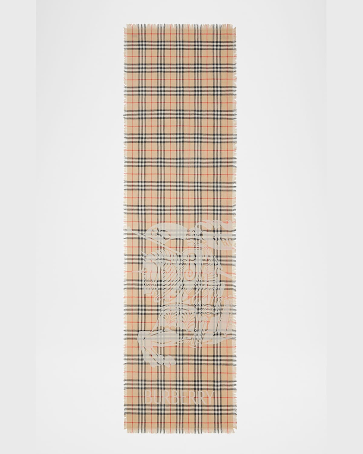 Burberry Rectangular Ekd Check-print Wool Scarf In Sand