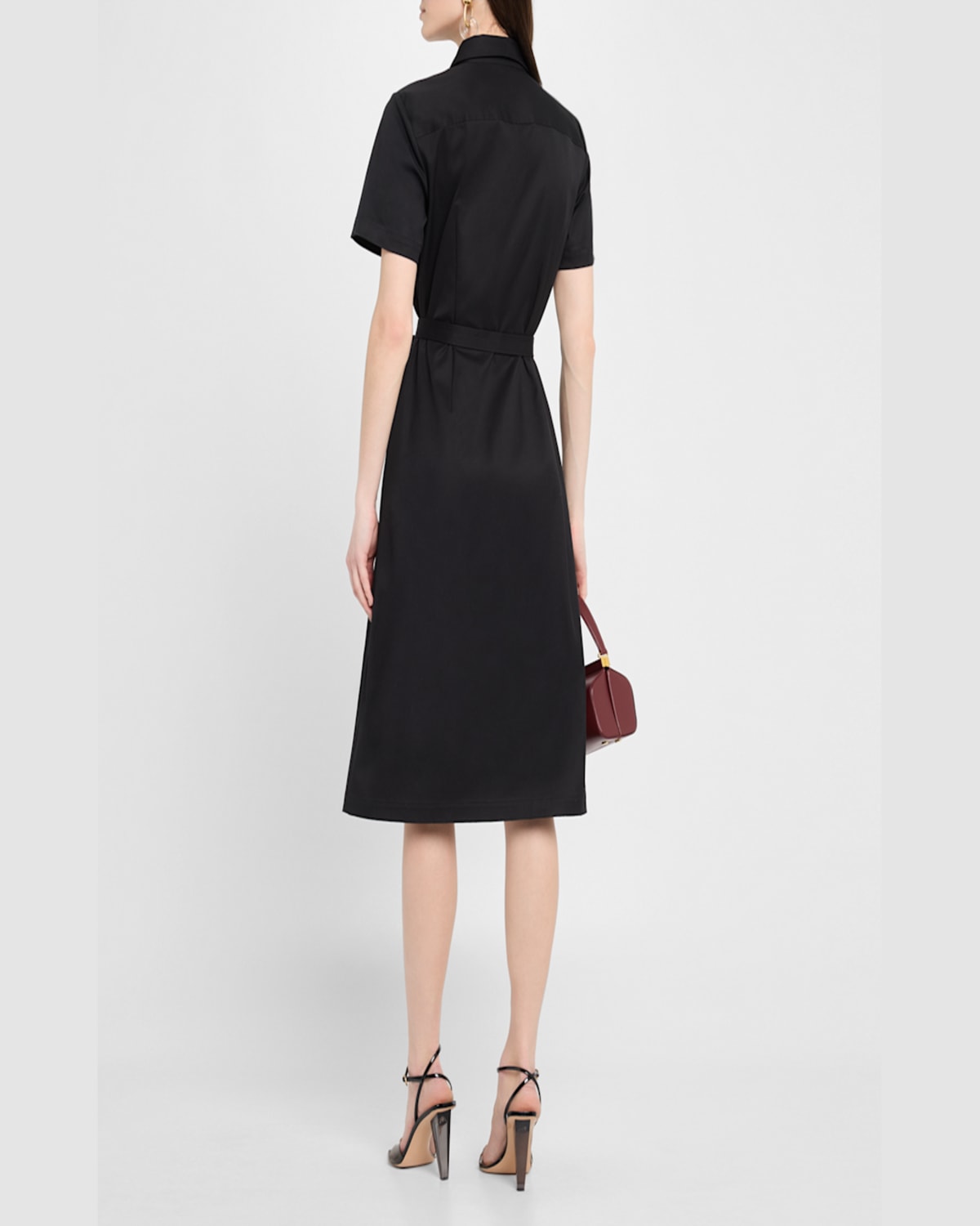 Theory Short-sleeve Military Chino Midi Dress In Black